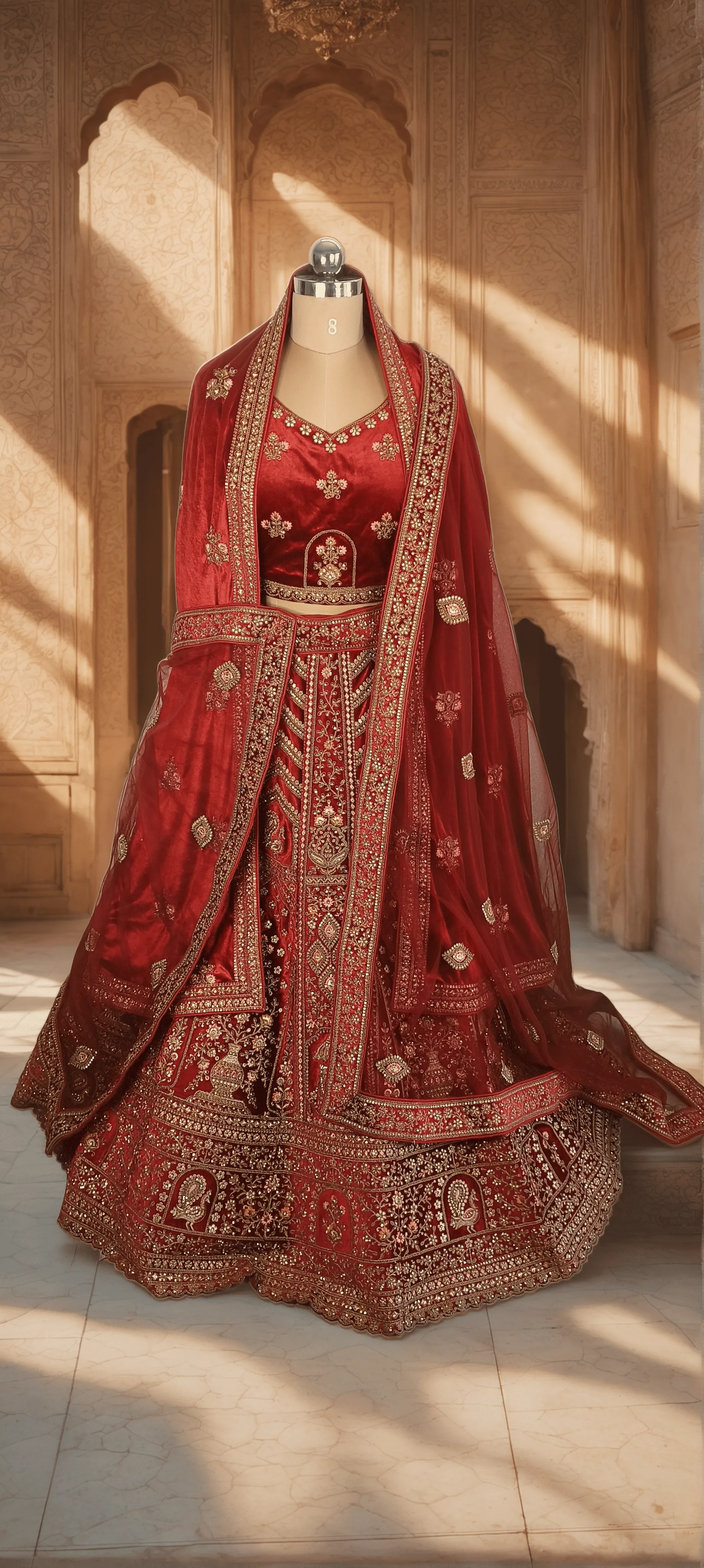 Red Heavy Bridal Lehenga - GRW-L0033