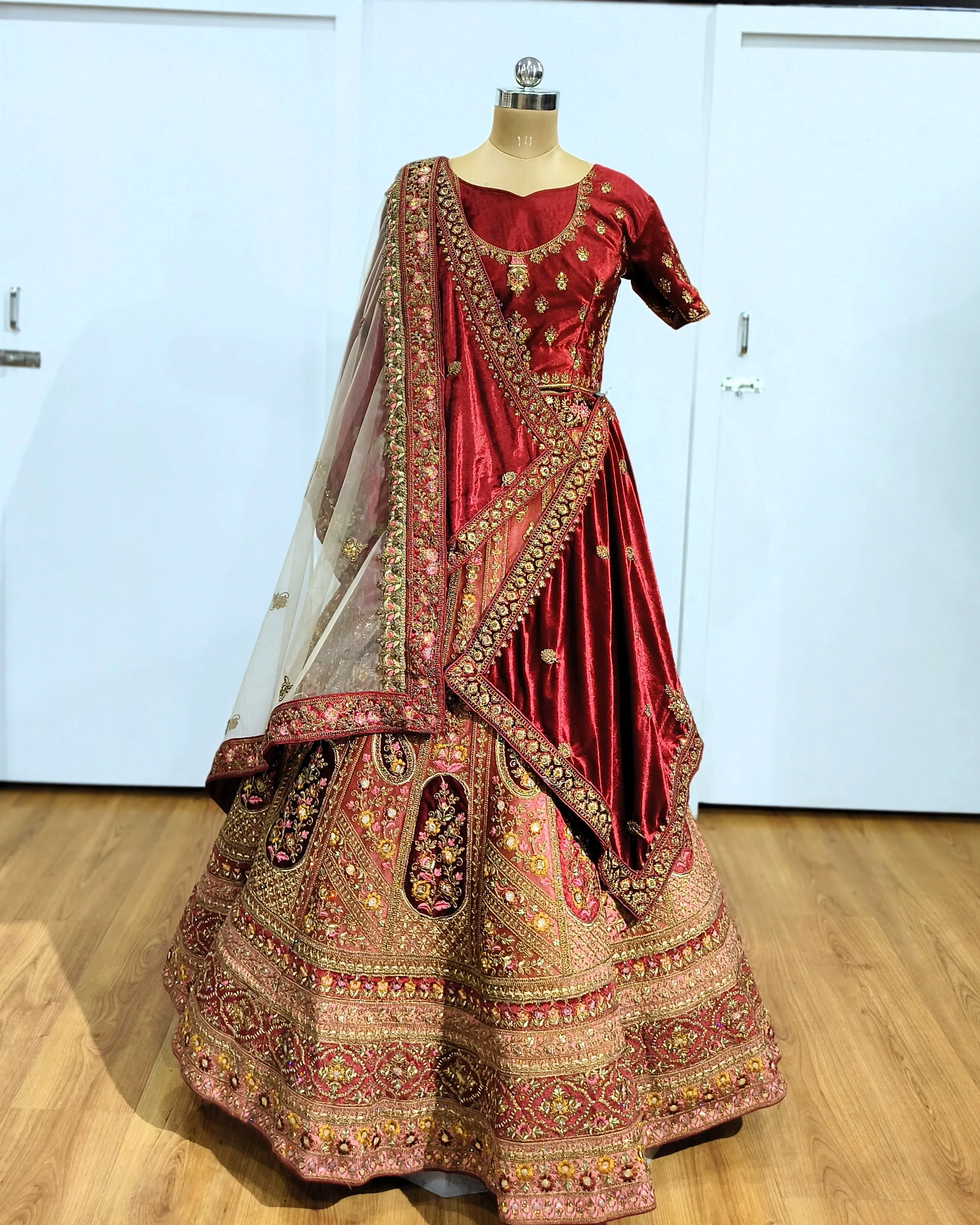 Peach Floral Bridal Lehenga - GRW-L6006