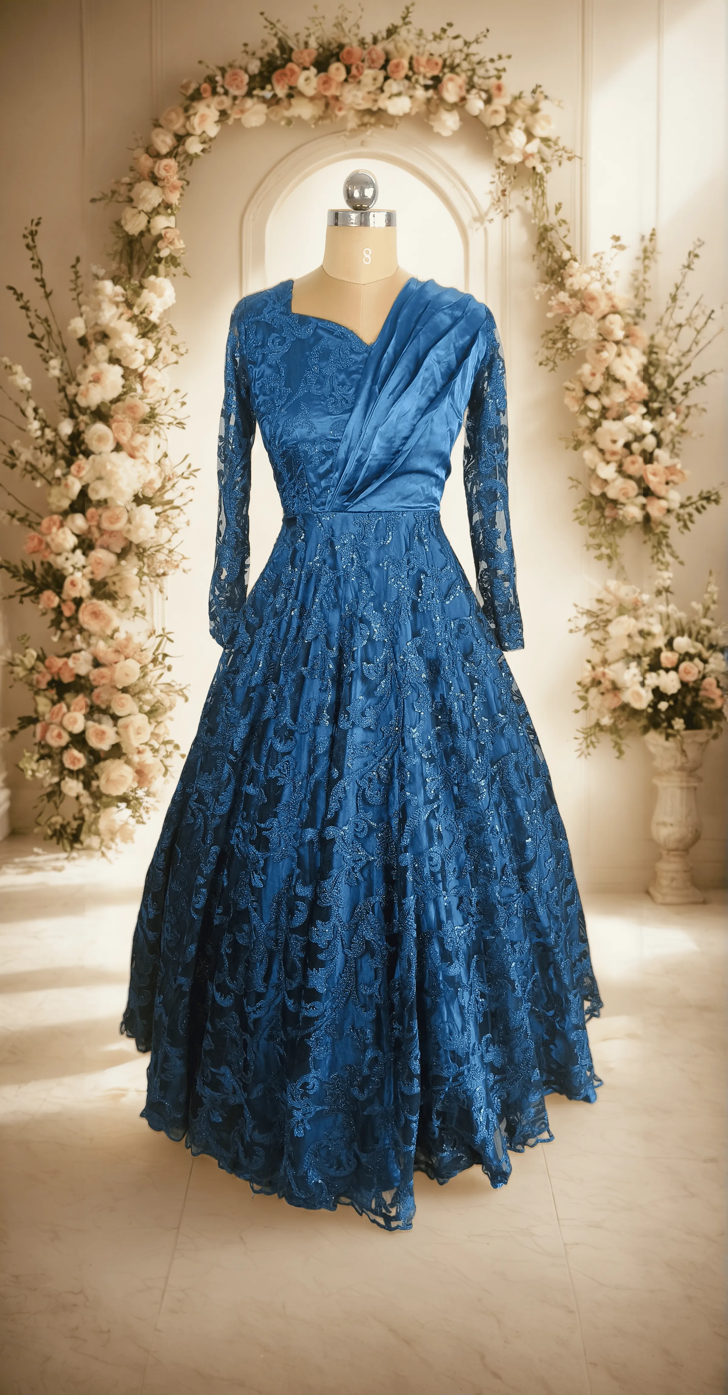 Peacock Green Full Sequins Gown