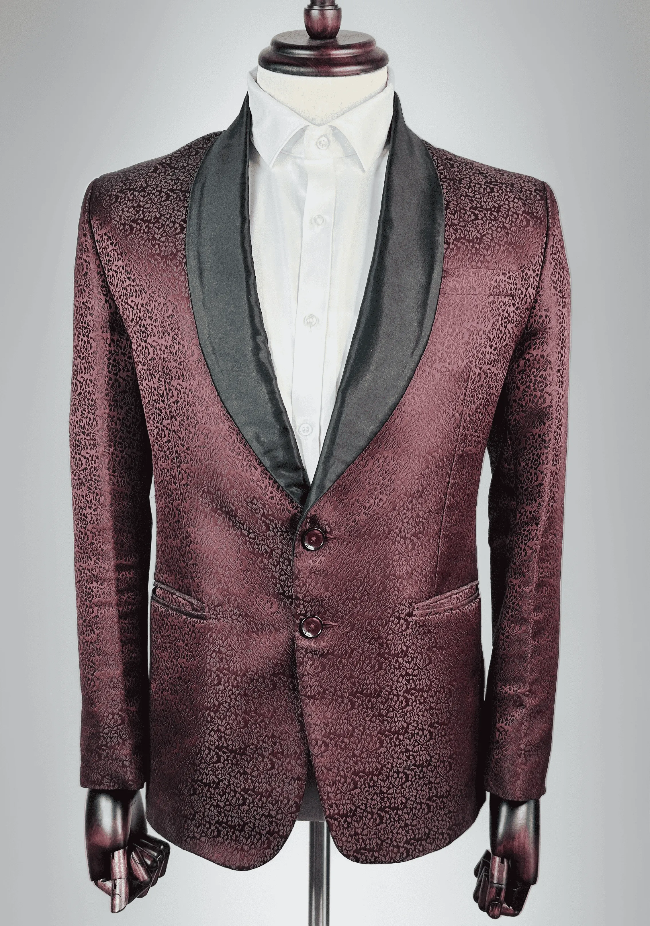 Maroon Jacquard Tuxedo