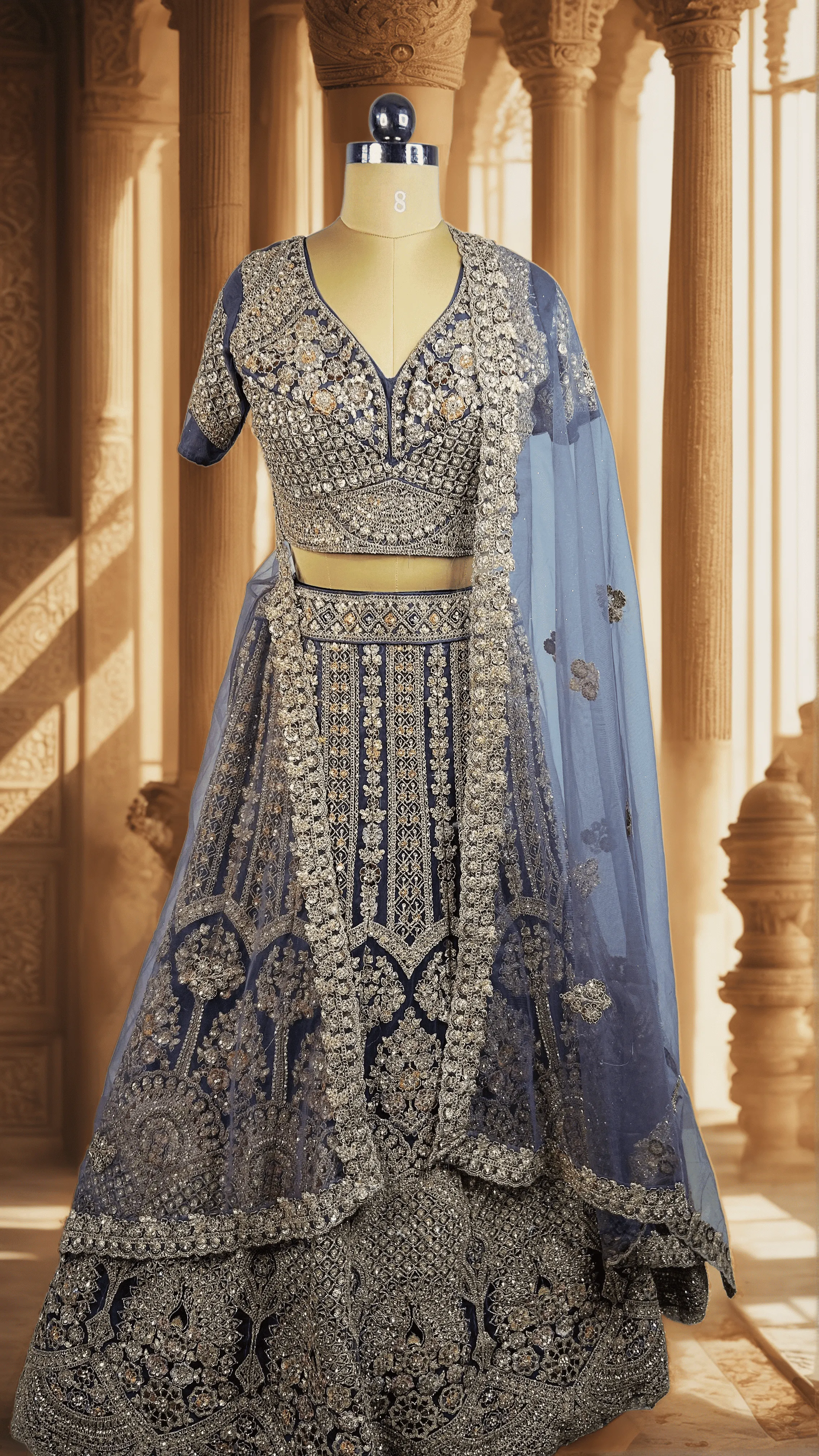 Morpank Net Zharkan Lavender Sequence Work Designer Lehenga - GRW - L6050,L604,L60506,