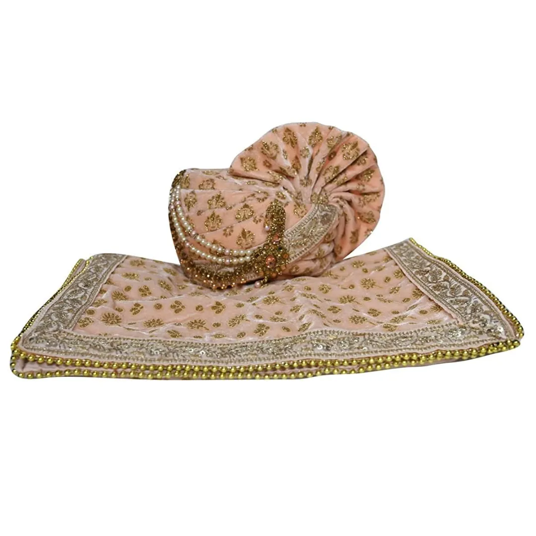 Peach Turban & Stole