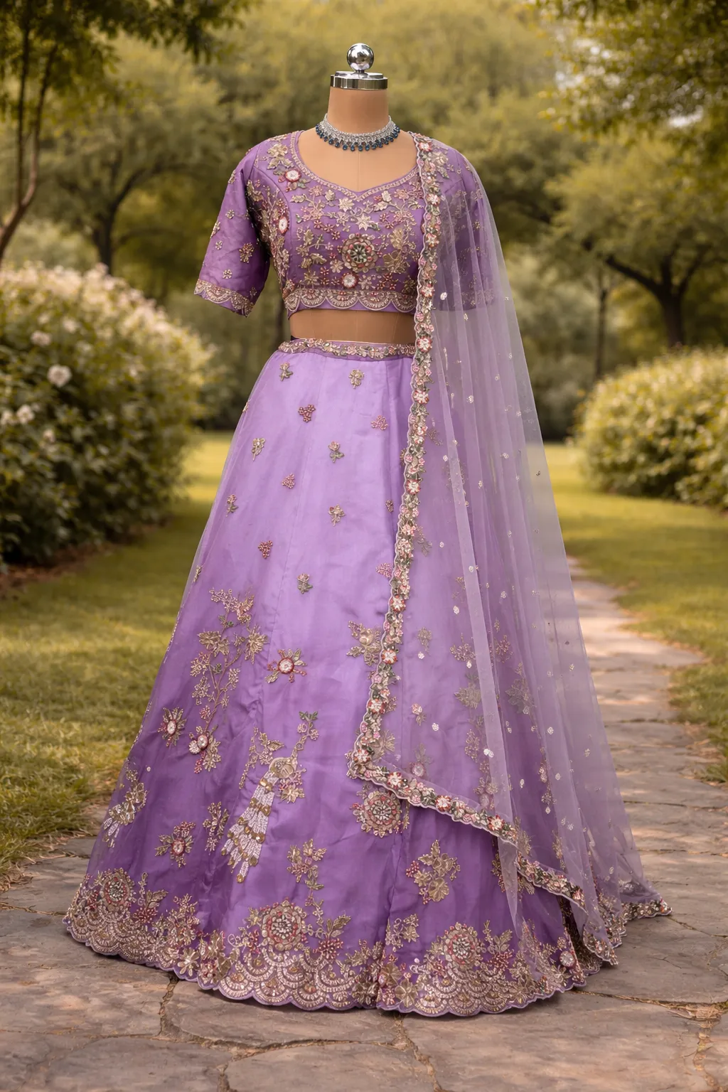 Hungama Double Shade Lavender Lehenga With Zarkhan Work - L0109