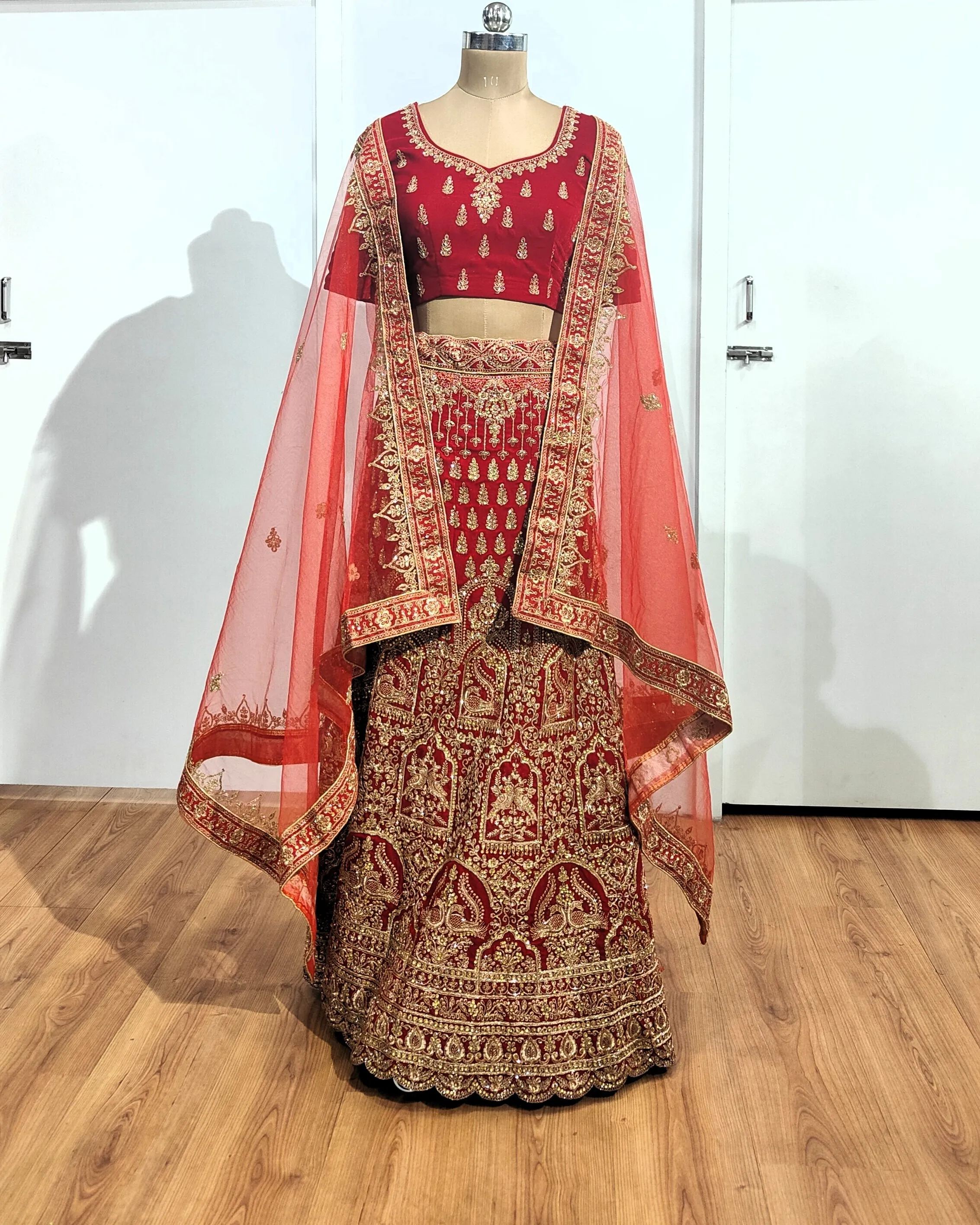 Red Peacock Bridal Lehenga - L6015 , BUL