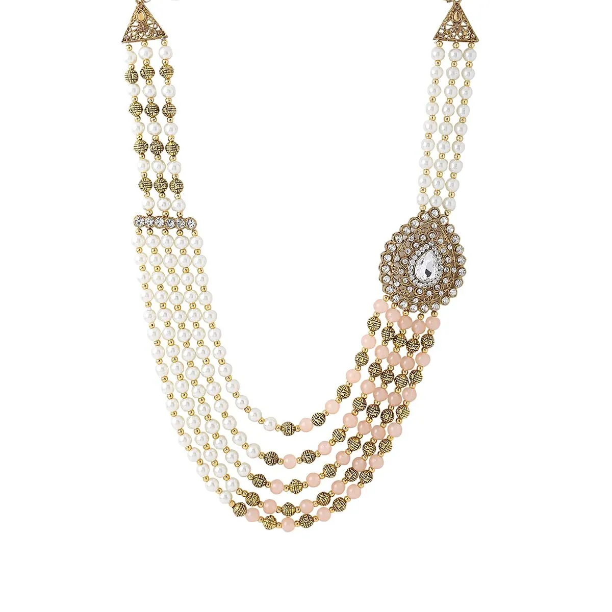 Peach and Golden Pearls Mala for Men