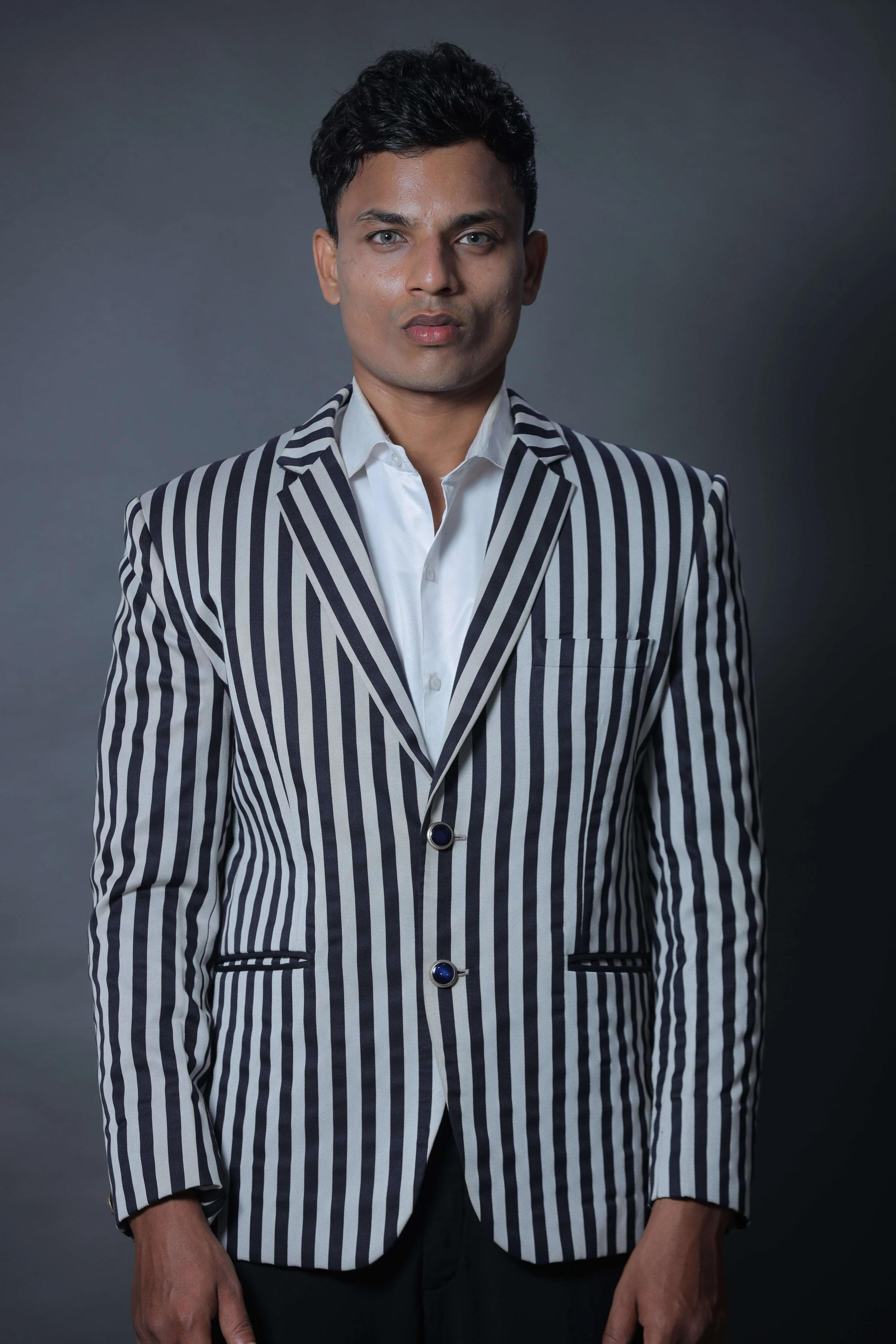 Black And White Stripes Blazer