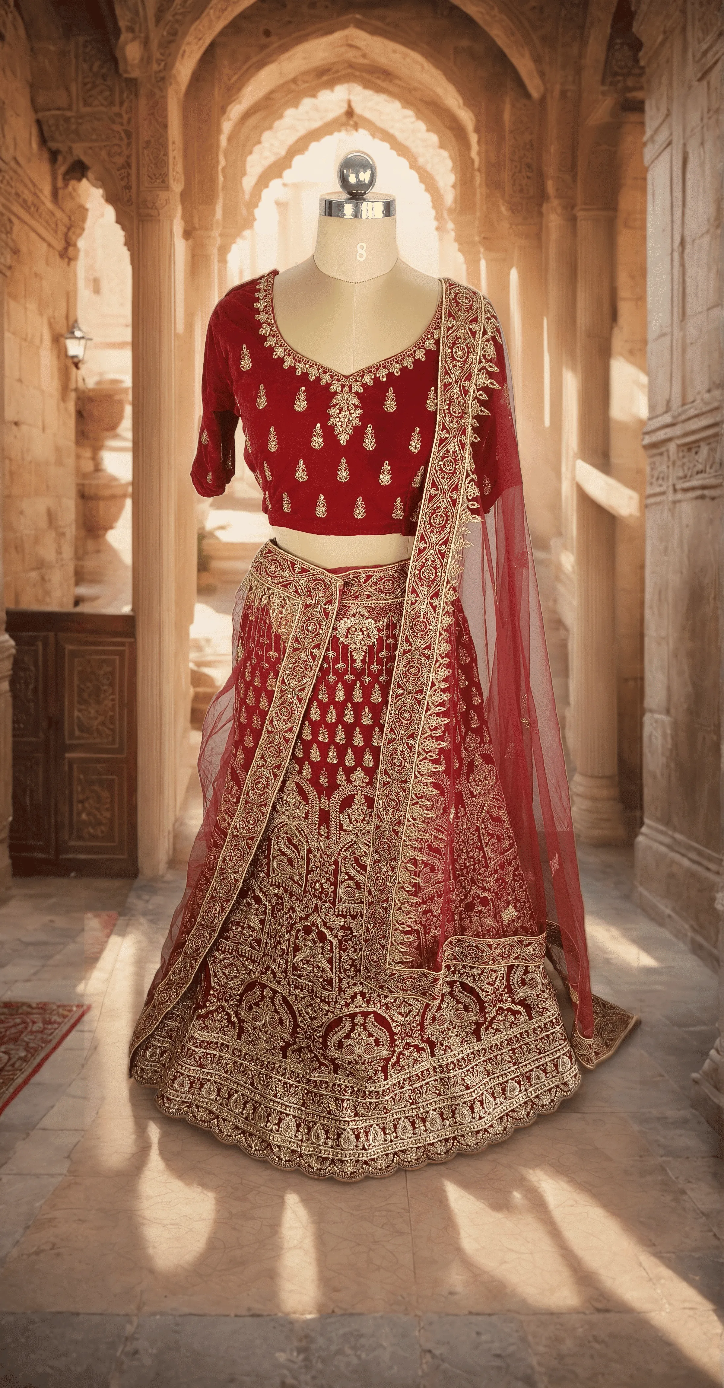 Maroon Peacock Embroidery lehenga - L0017 , BUL