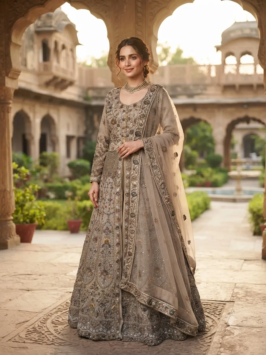 Golden Rust Anarkali