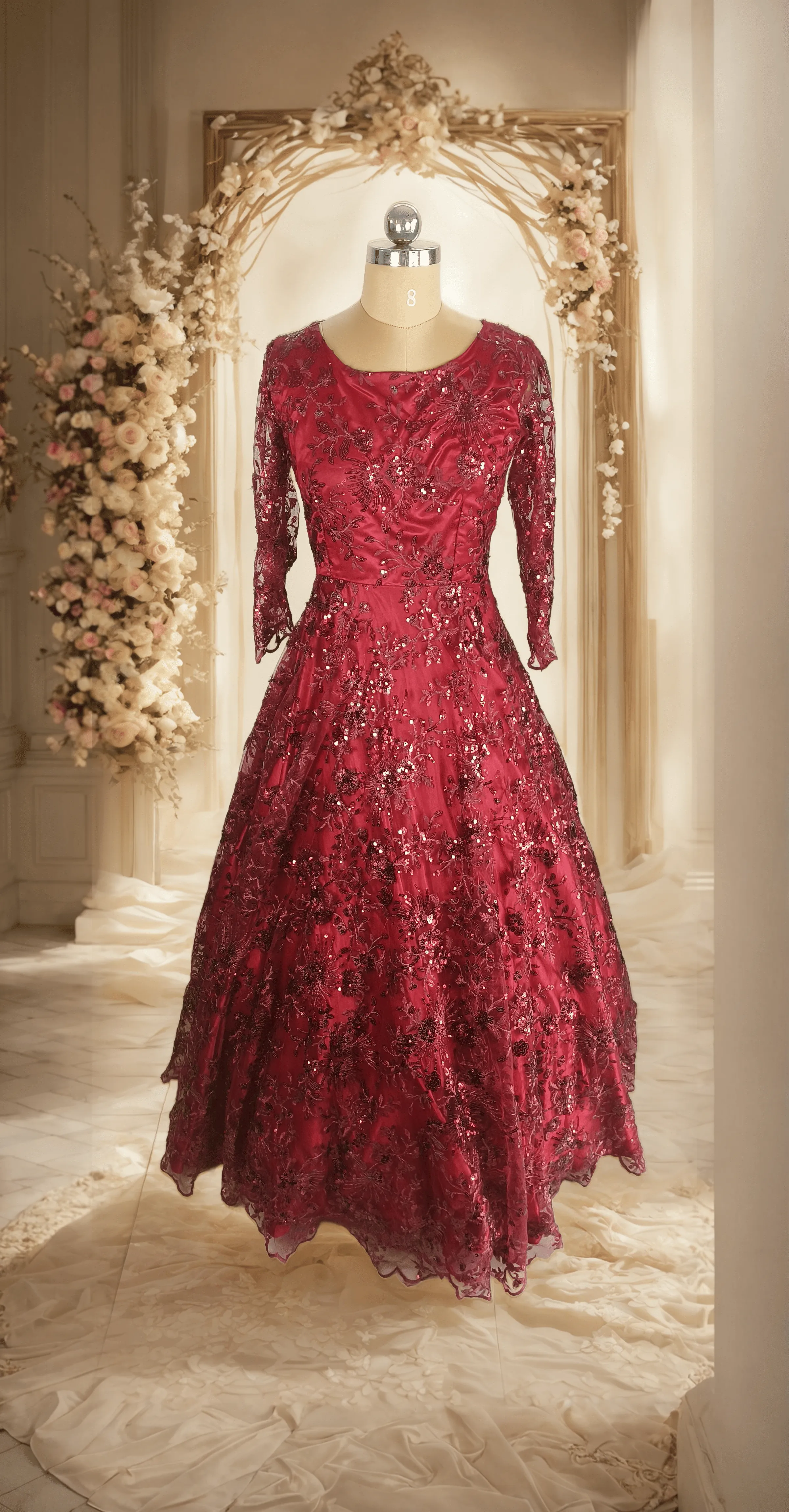 Elegant Magenta Sequence Gown