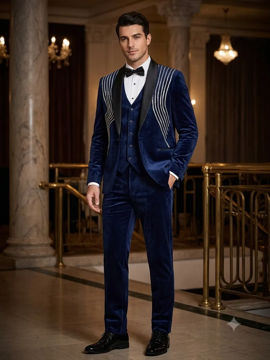 Blue Velvet Rope Dezine Tuxedo