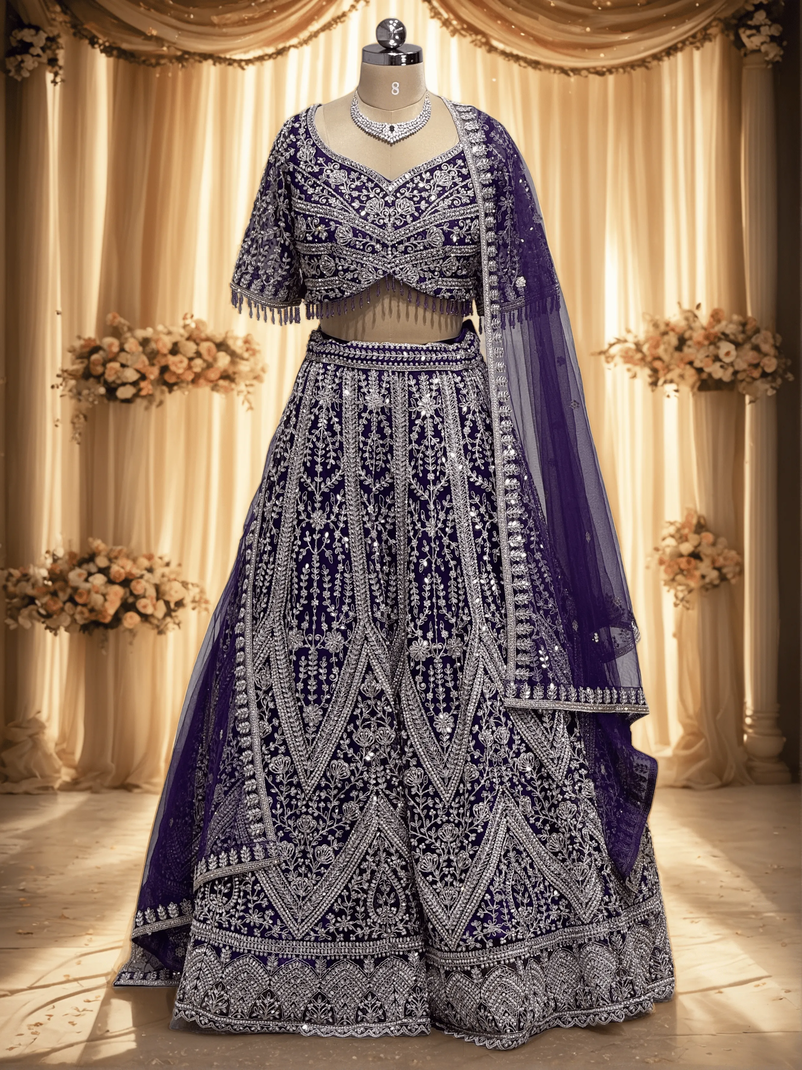 Grand Violet Wedding Bridal Lehenga - L0075 , GRW