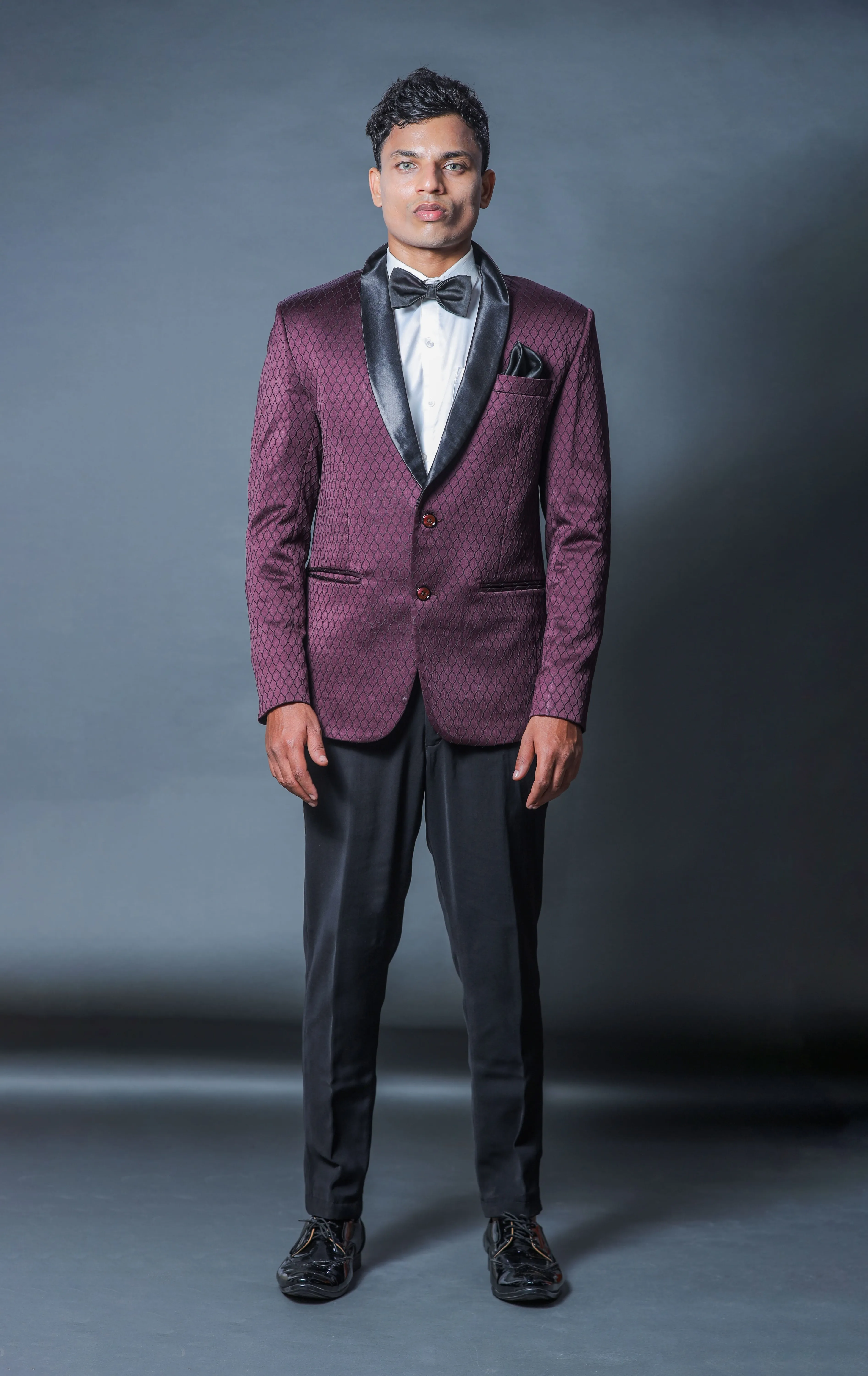 Maroon Fishnet Tuxedo