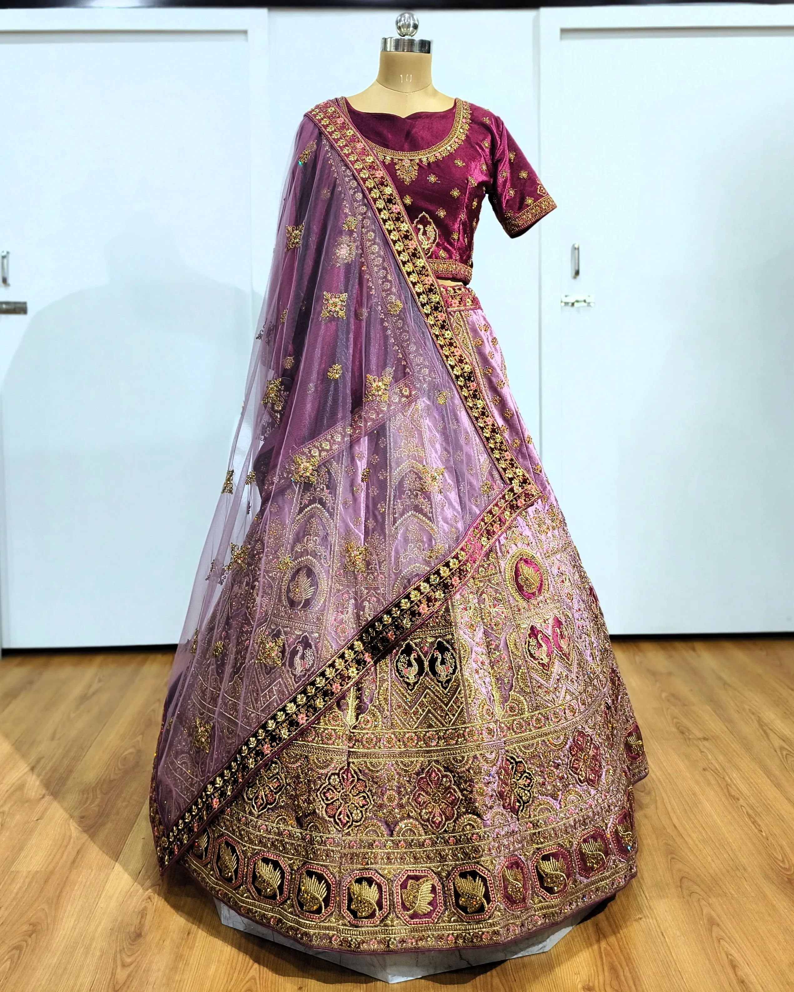 Lavender Floral bridal lehenga - L6004 , GRW