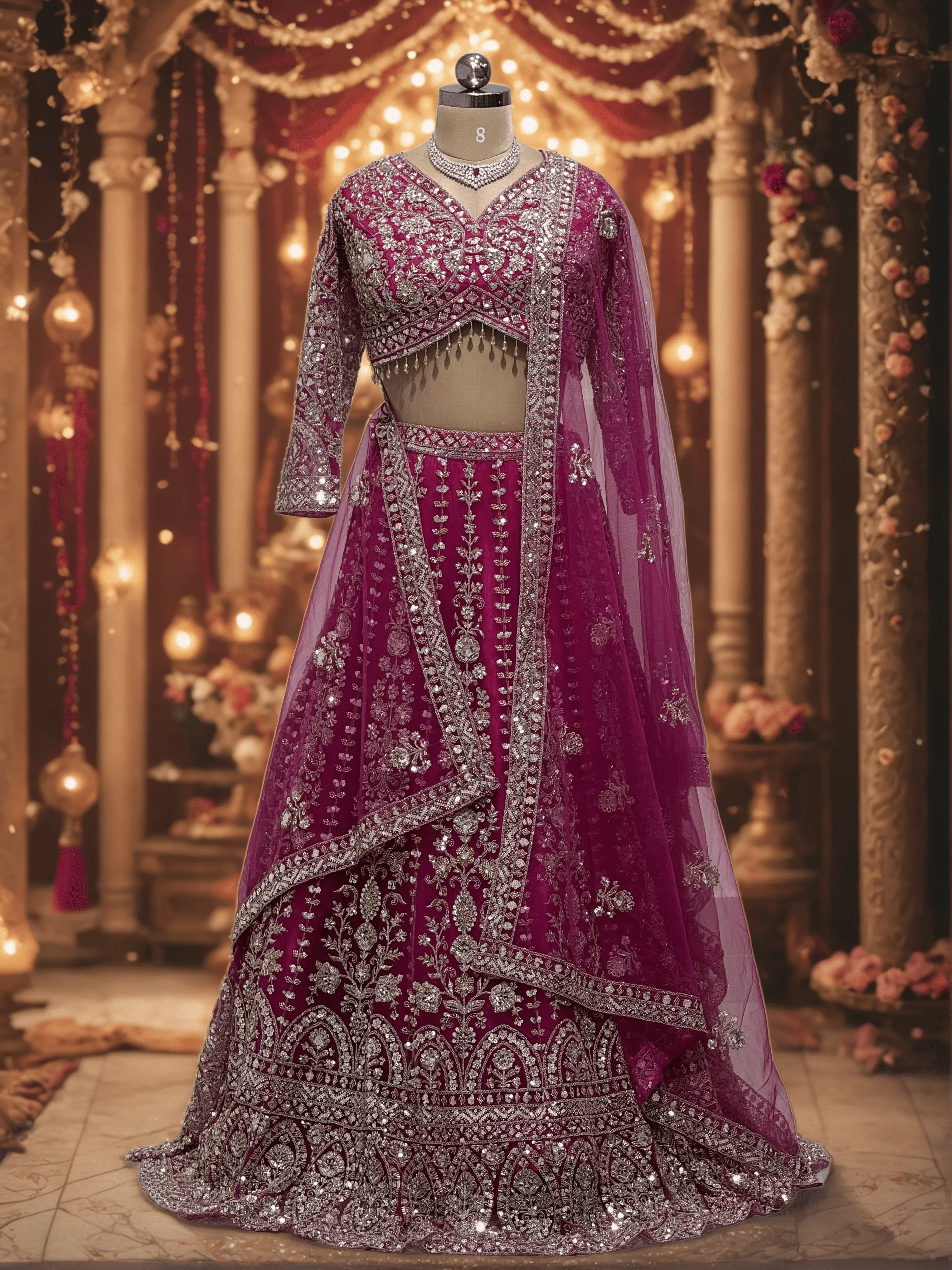 Pink Majesty Embroidered Lehenga - L6060 , GRW