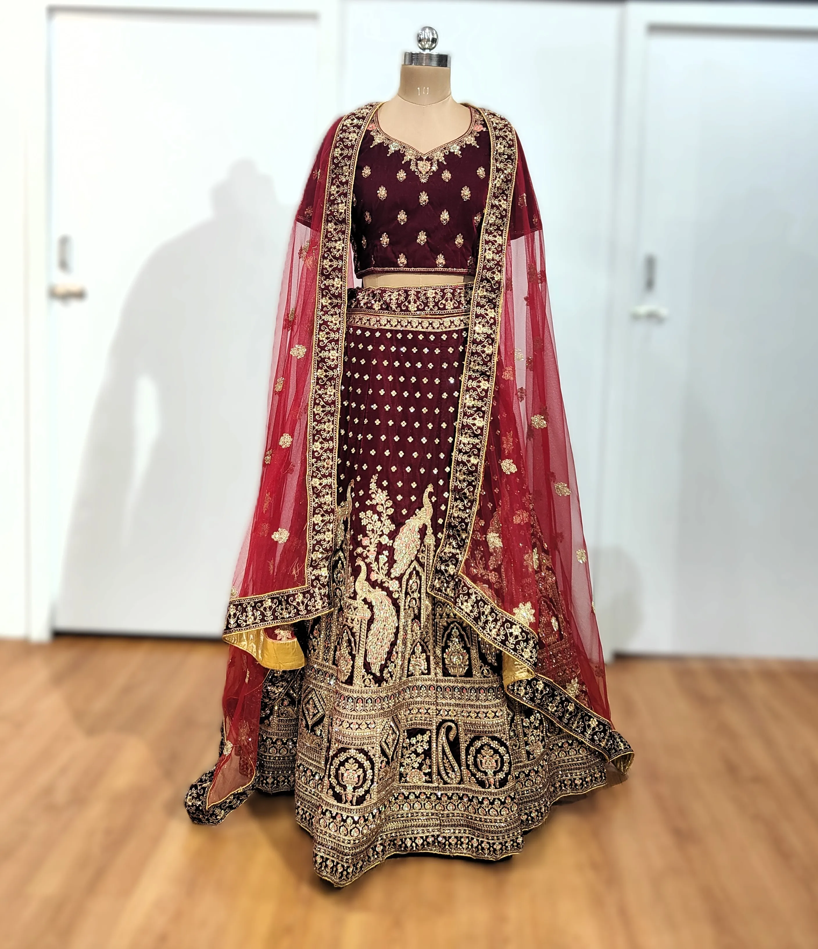 Maroon Bella Bridal Lehenga - L6019 , BUL