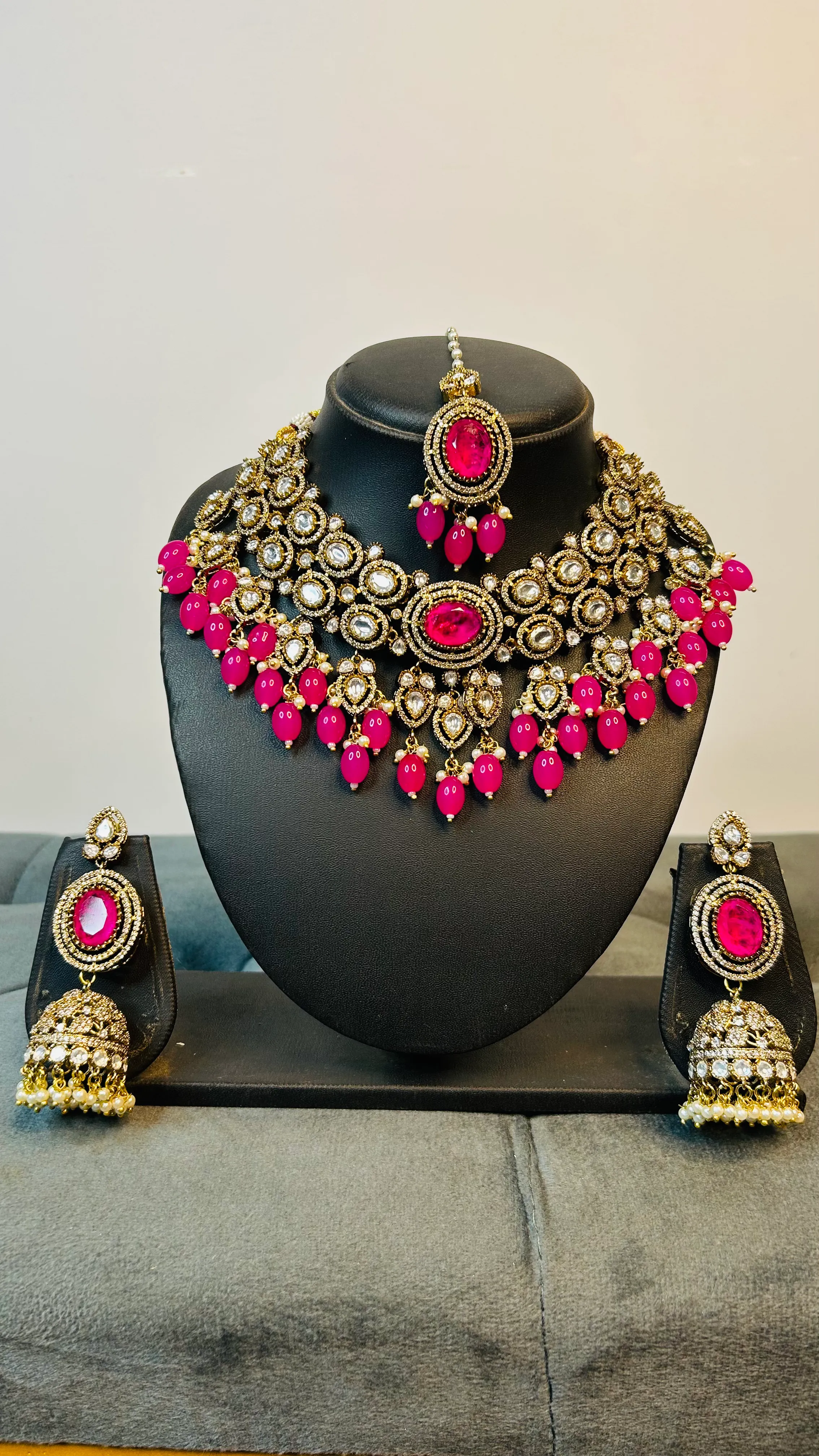 Rani Pink Kundan Neckalce Set - K0007