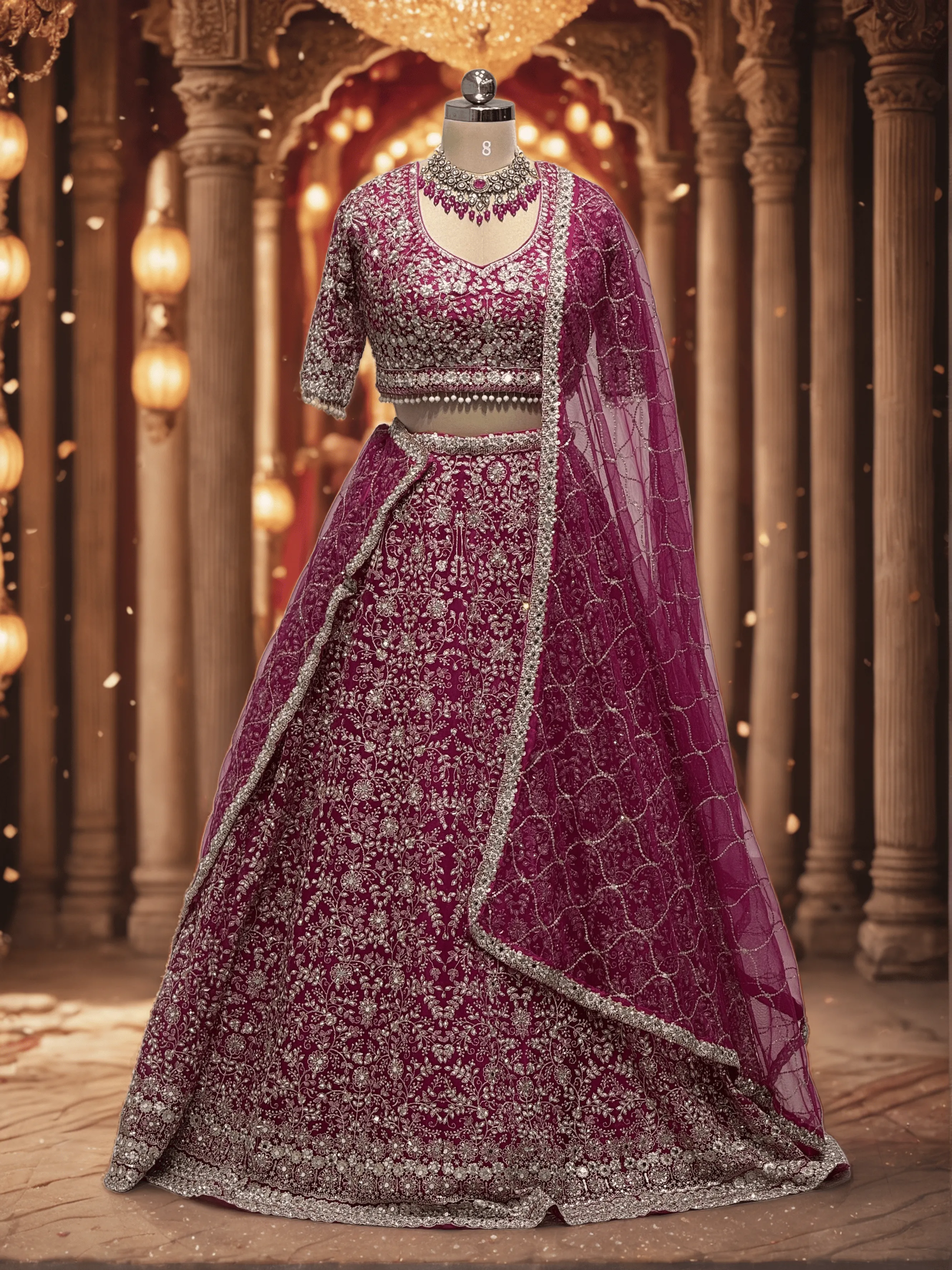 Rani Pink Full Work Bridal Lehenga - L0080 , GRW