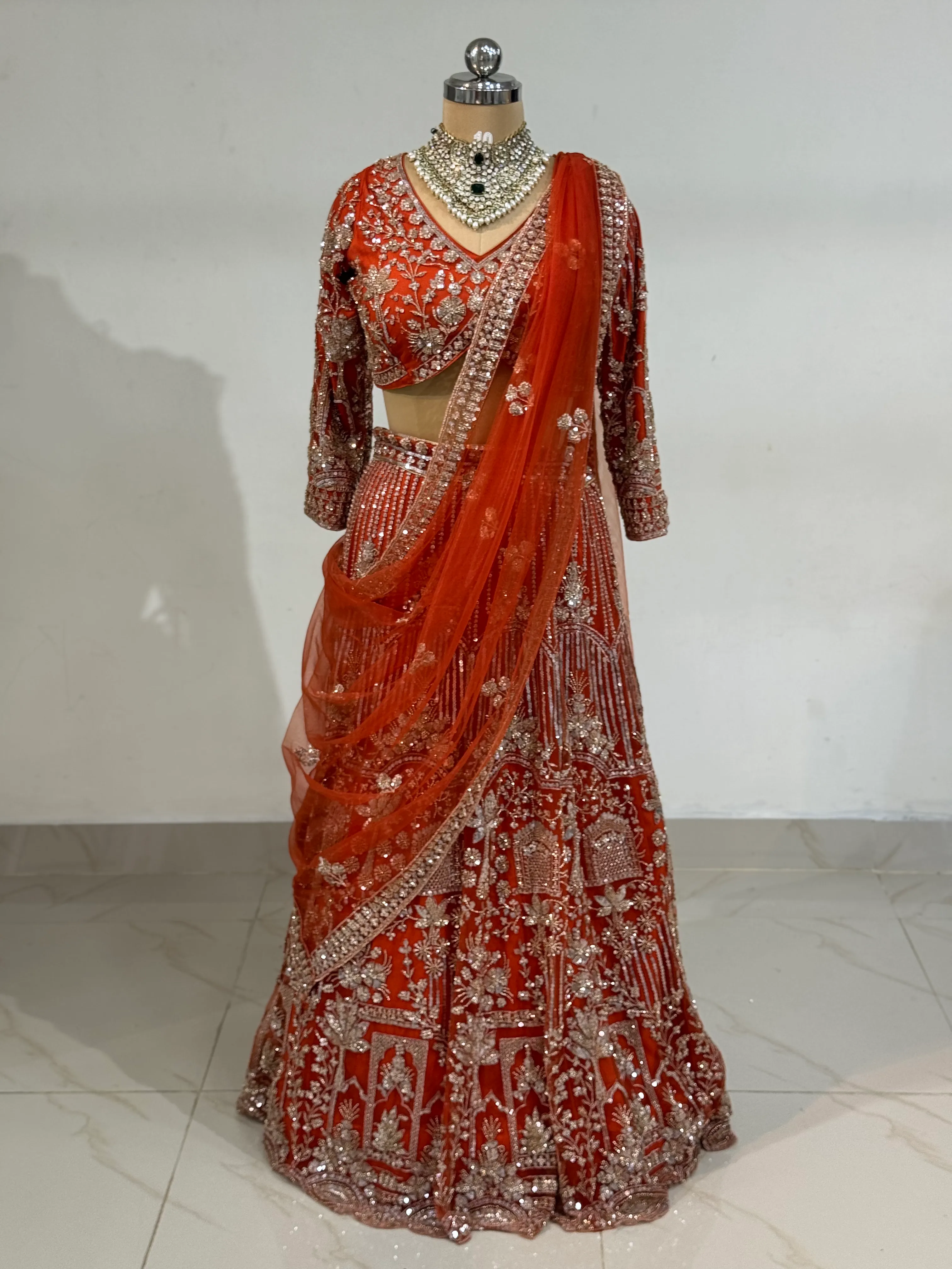 Orange Lotus Designer Lehenga - L5025 , L0094