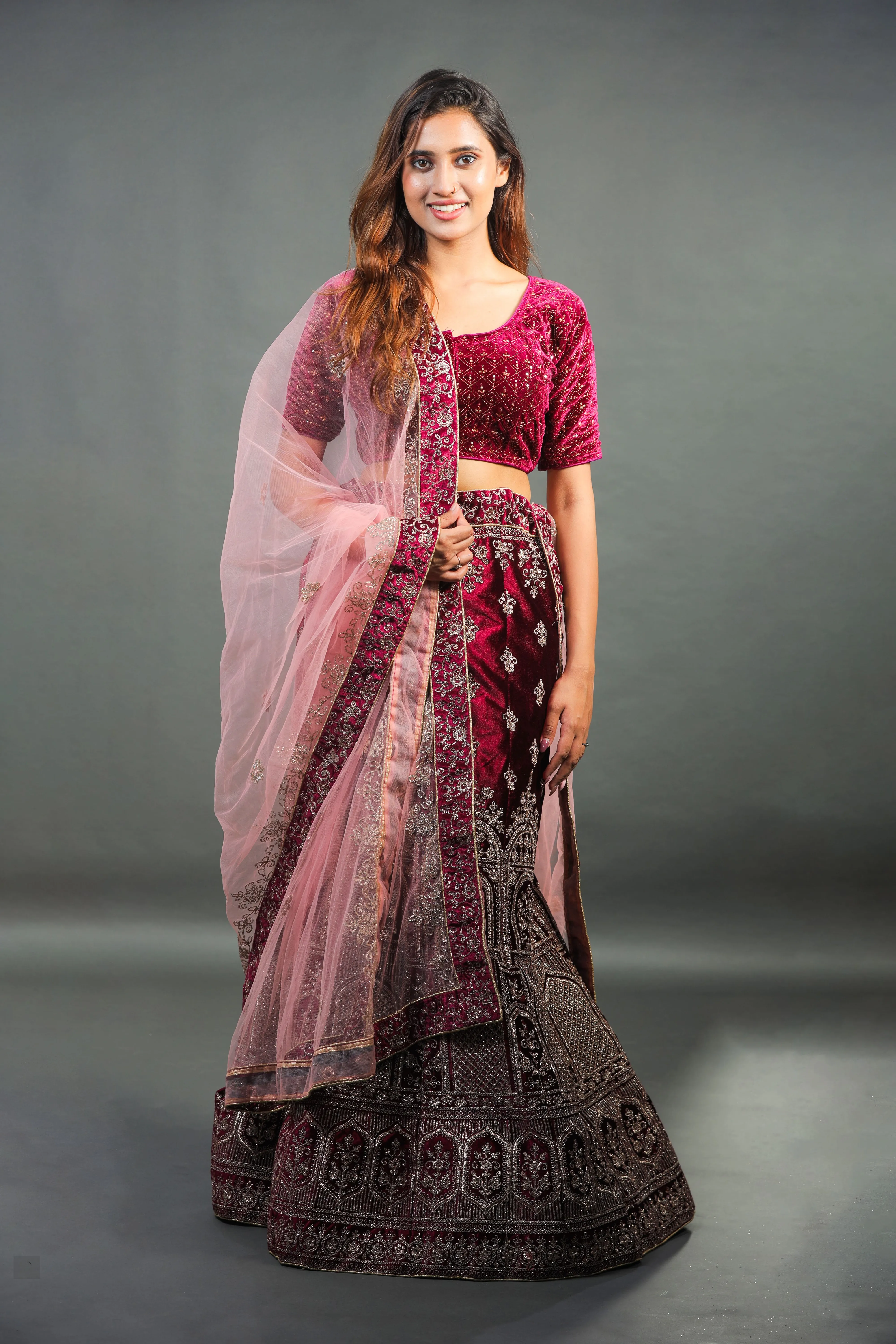 Wine Lehenga - L0001 , BUL