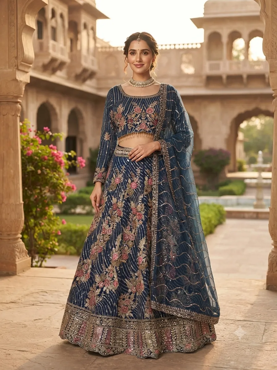 Royal Blue Bridal Lehenga