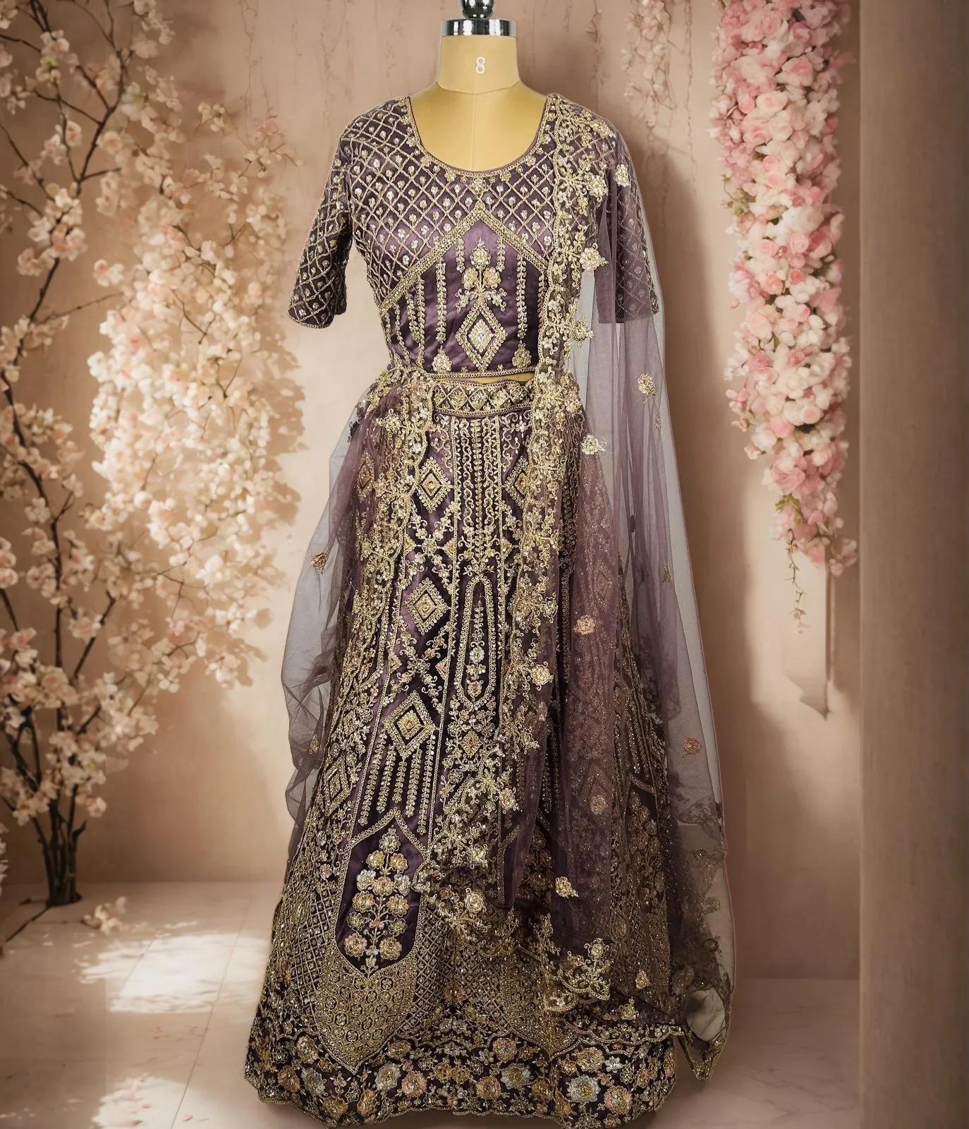 Lavender Suma Bridal Lehenga - L0065 , GRW