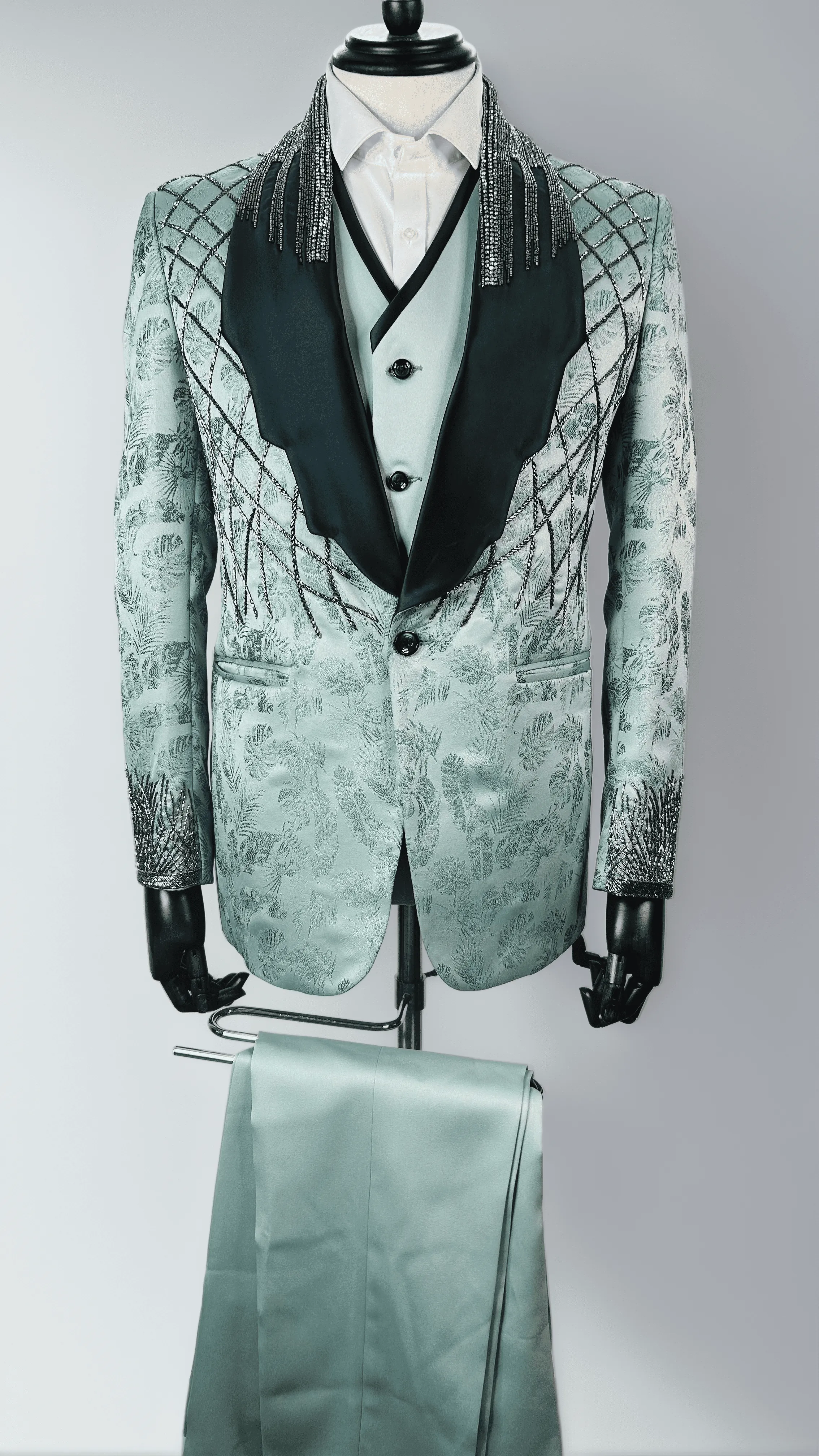 Pista green Embroidery Tuxedo - EMS