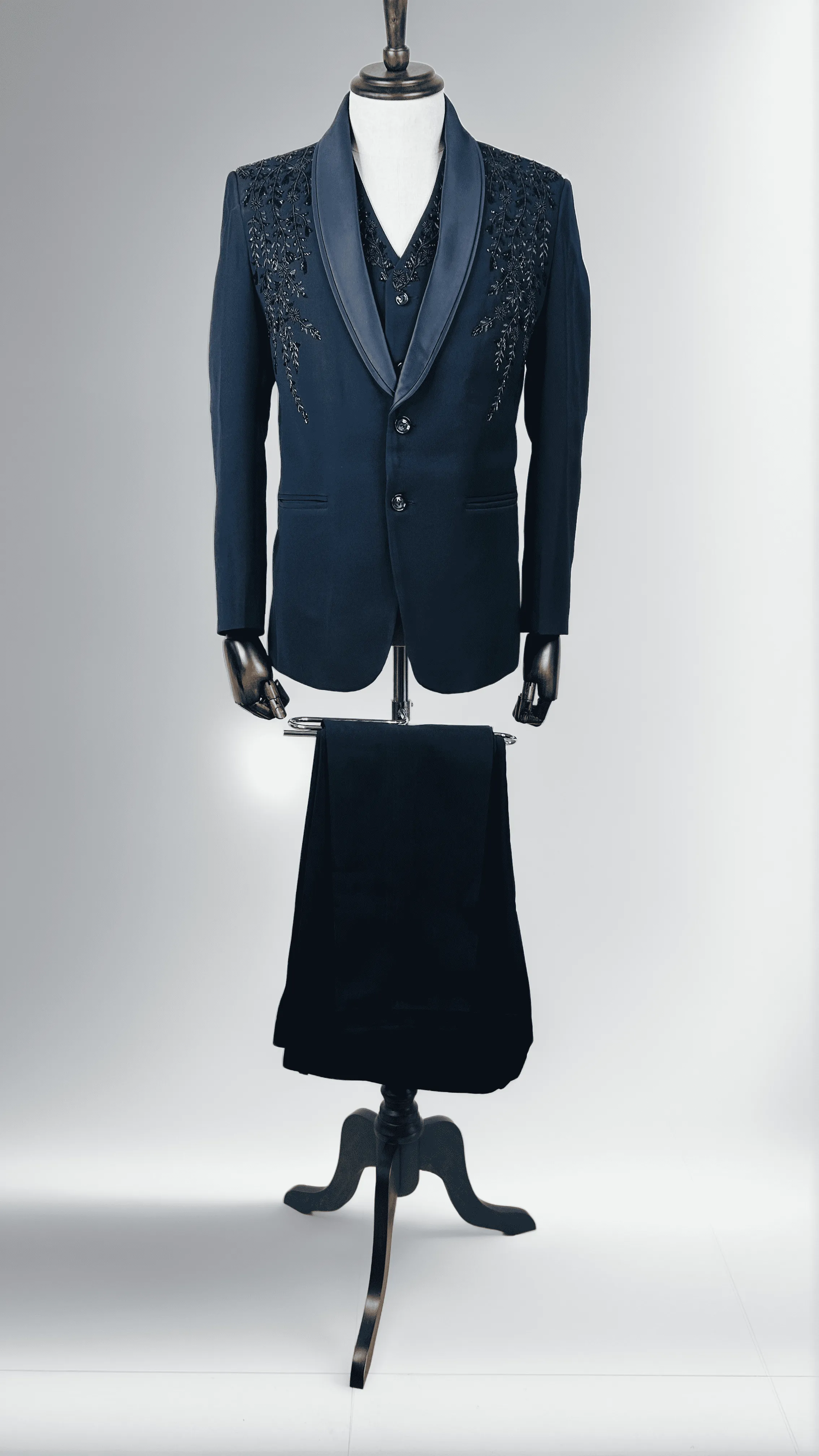 Navy blue double side Embroidery Tuxedo - EMS