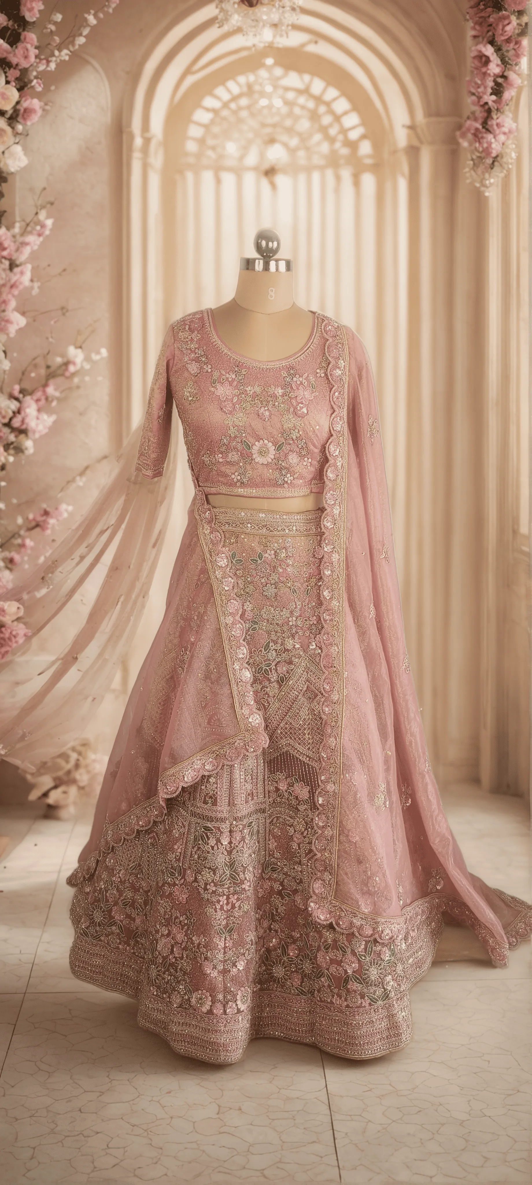 Pastel Pink Kajol Zharkan Sequence Lehenga - GRW- L5018, L6040,L0046
