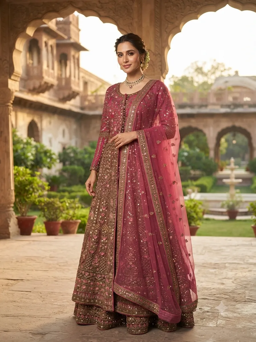 Dark Pink Anagra Anarkali - L0118