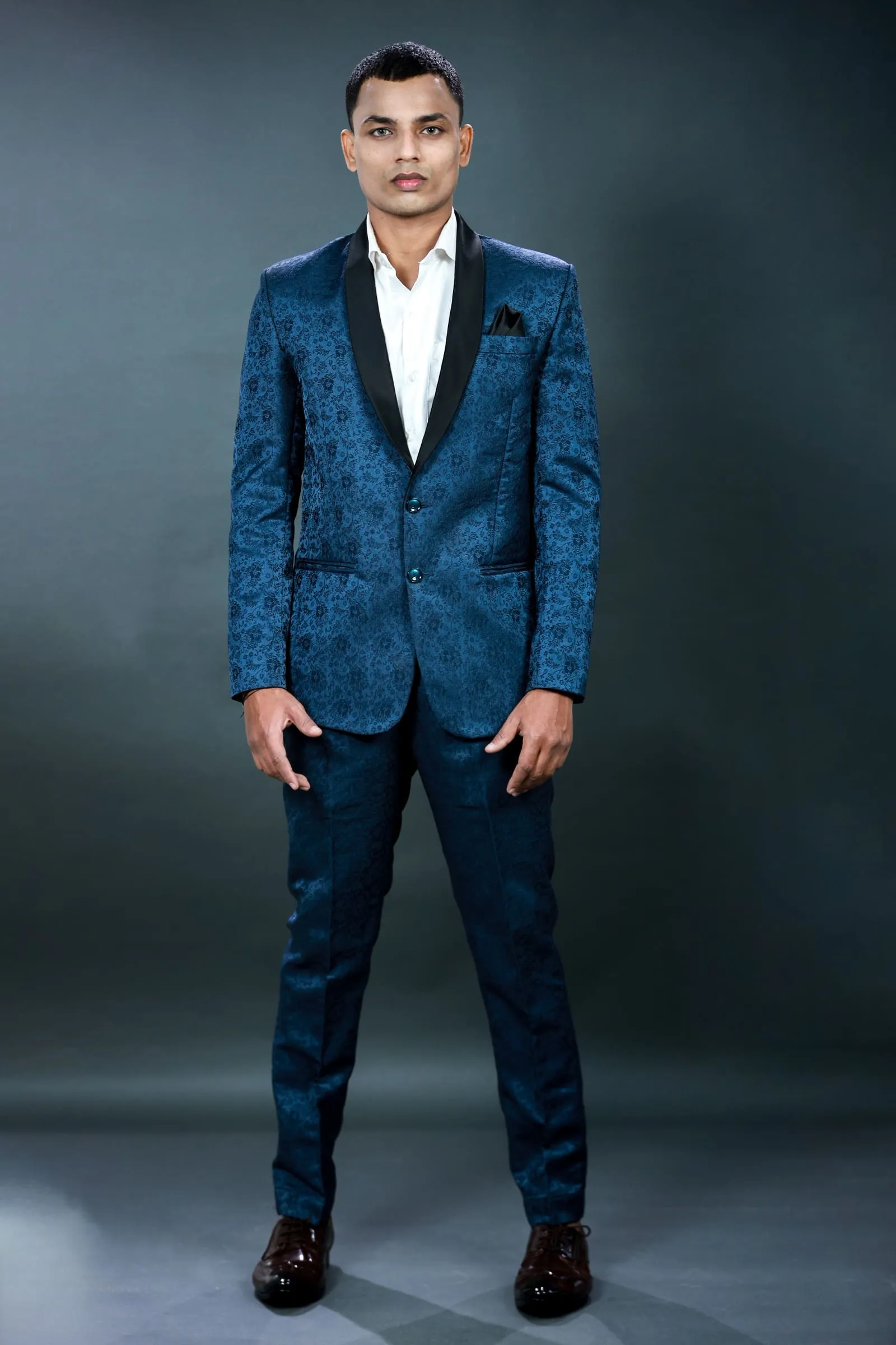 Midnight Blue Printed Tuxedo