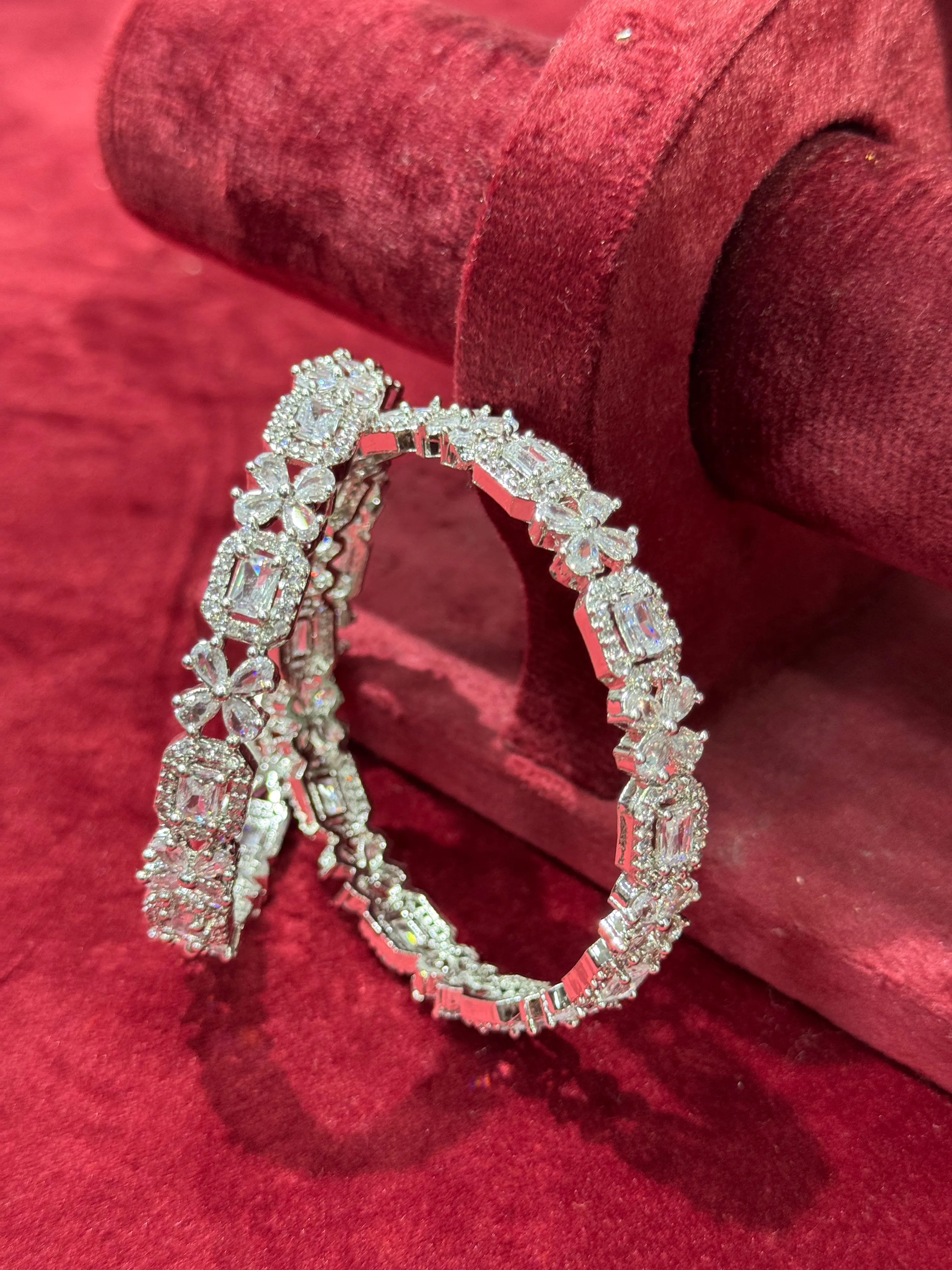 Flower White AD Bangles - 2.6 - D0024