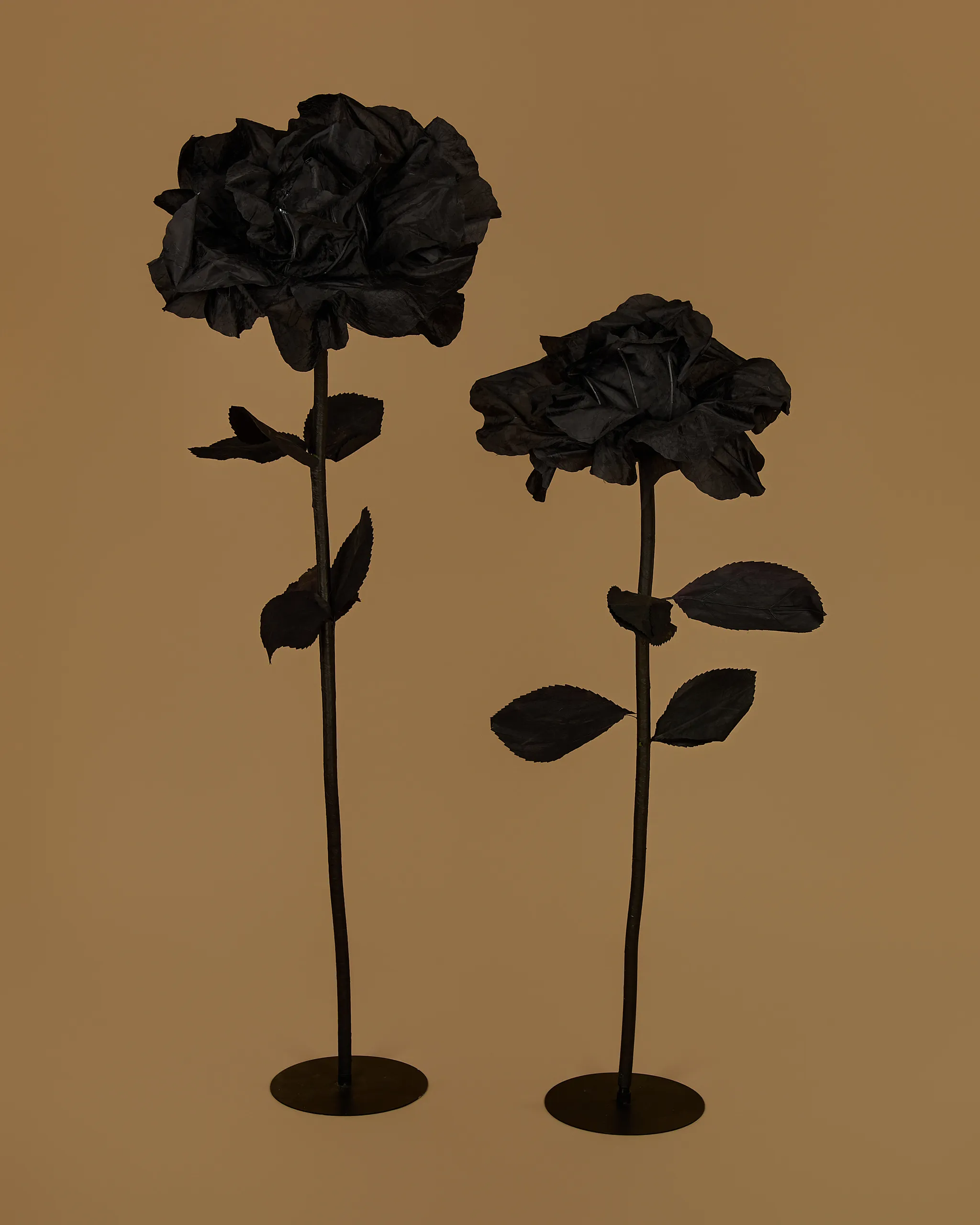 Černé velké růže stojací 2ks