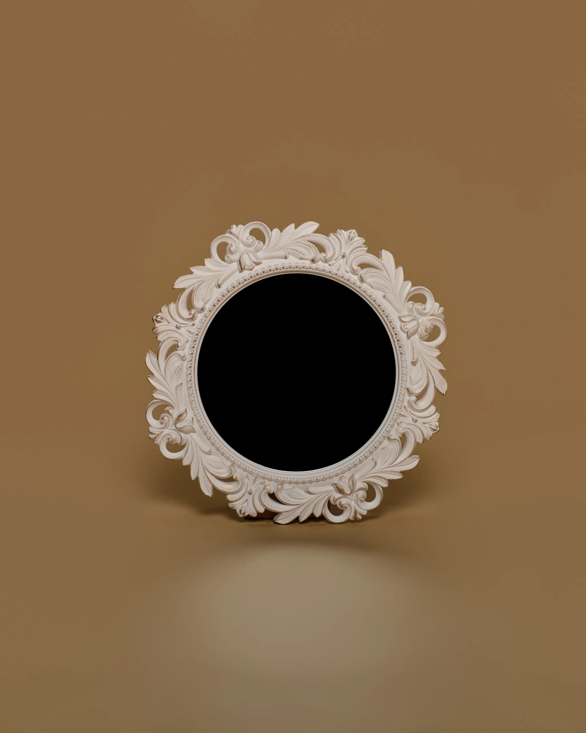 Zrcadlo zdobené kulaté bílé