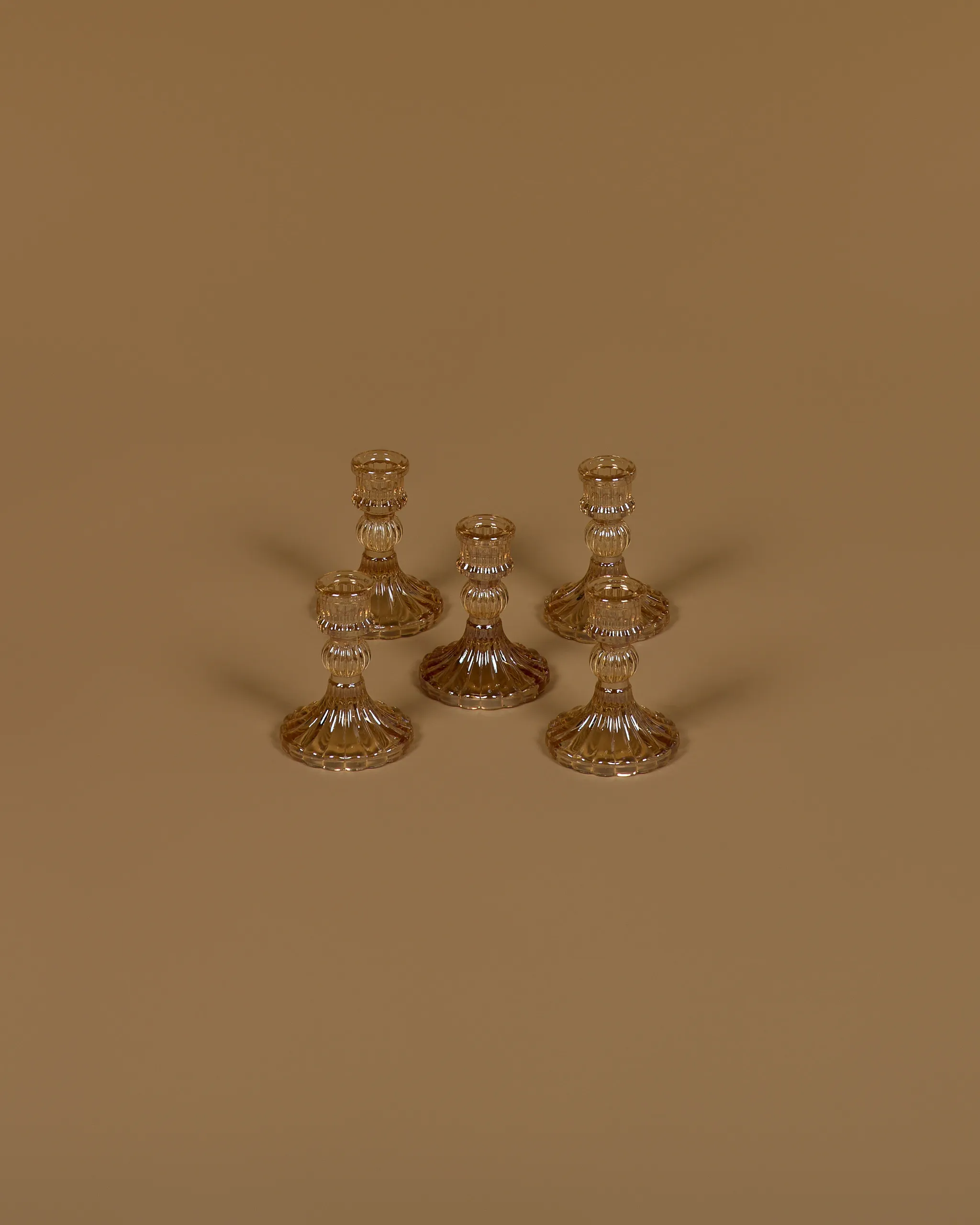 Svícny sada 5ks průhledné zlaté 11.5 cm