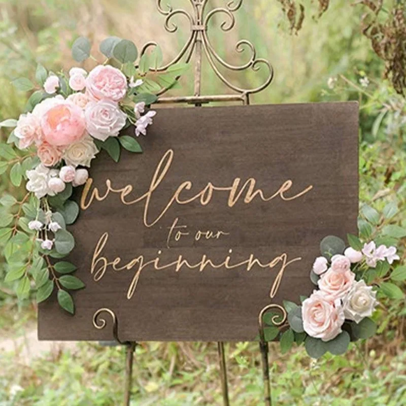 Blush and Cream Asymmetrical Sign Flowers