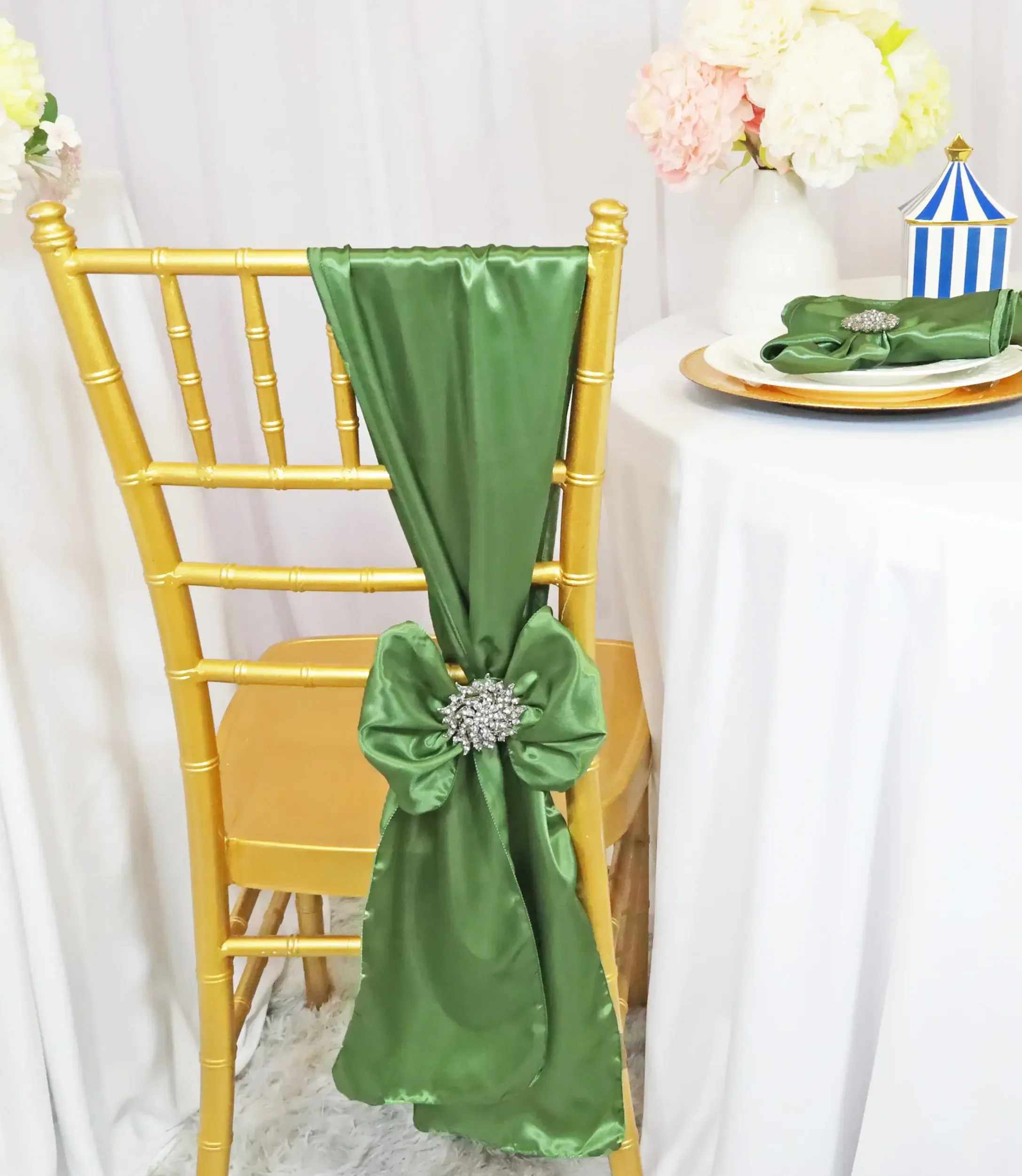 Clover Green Satin Sashes