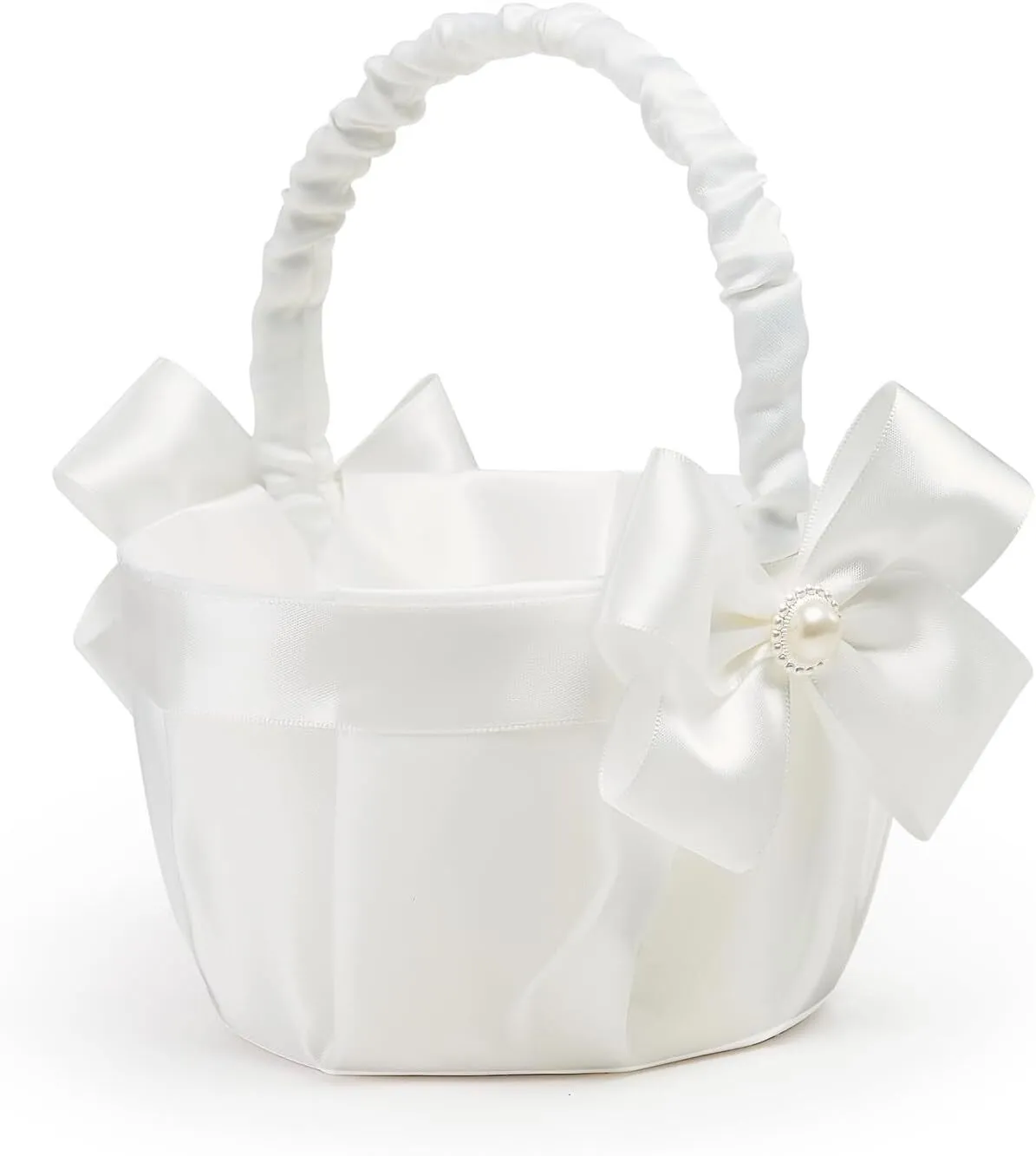 White Flower Girl Basket