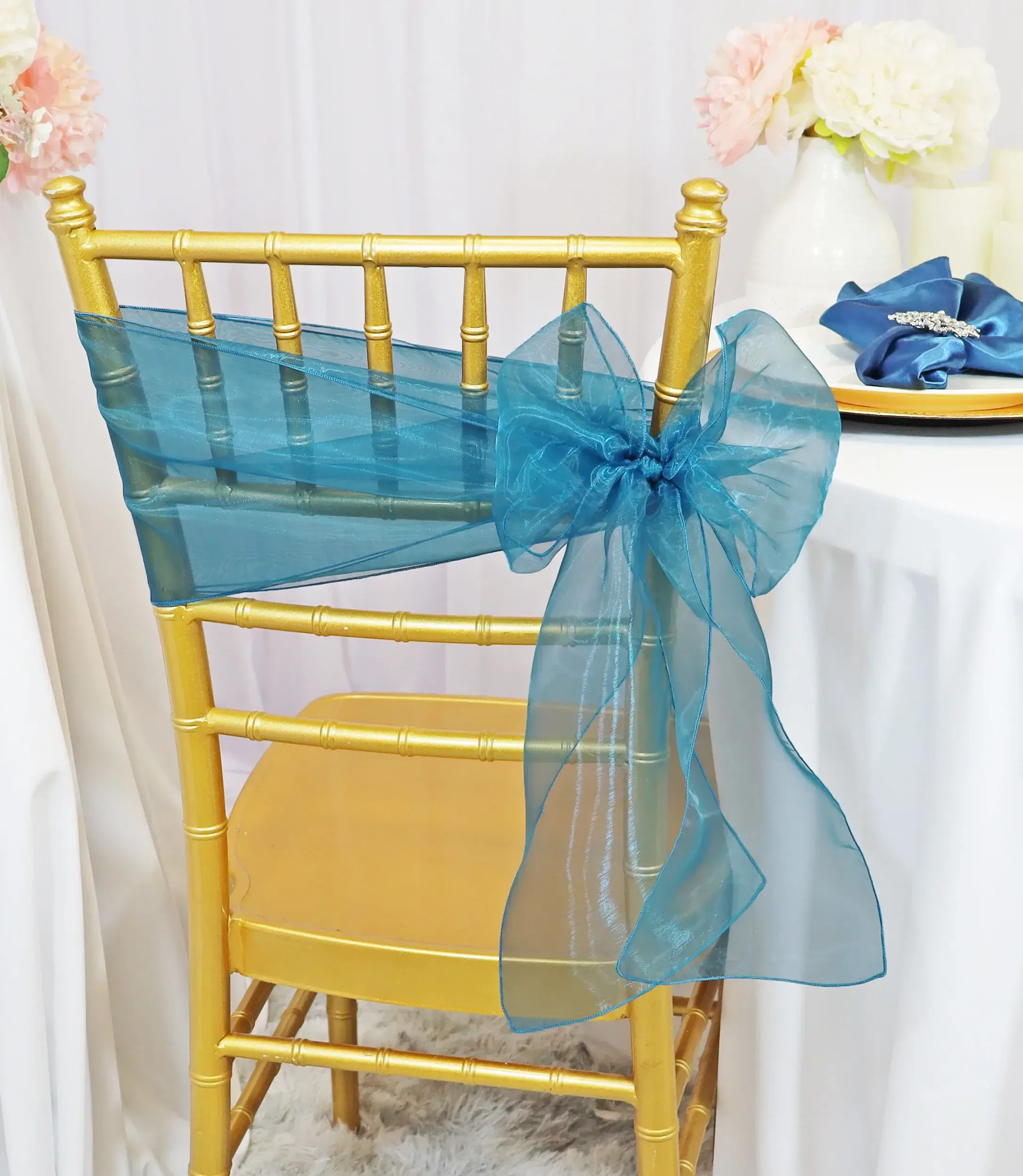 Peacock Blue Organza Sashes