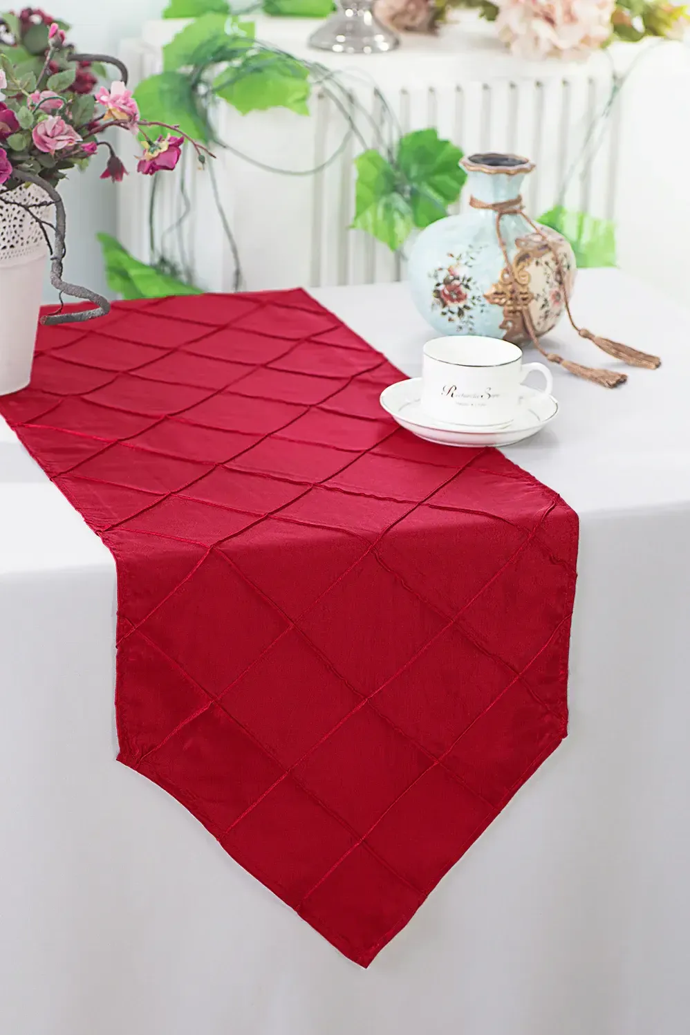 Red Pintuck Table Runner