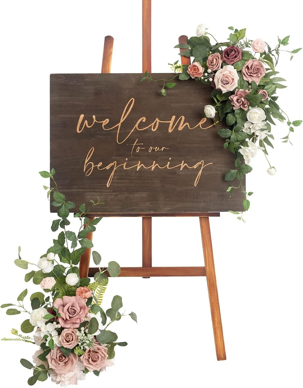 Dusty Rose Sign Flowers and Floor Arrangement