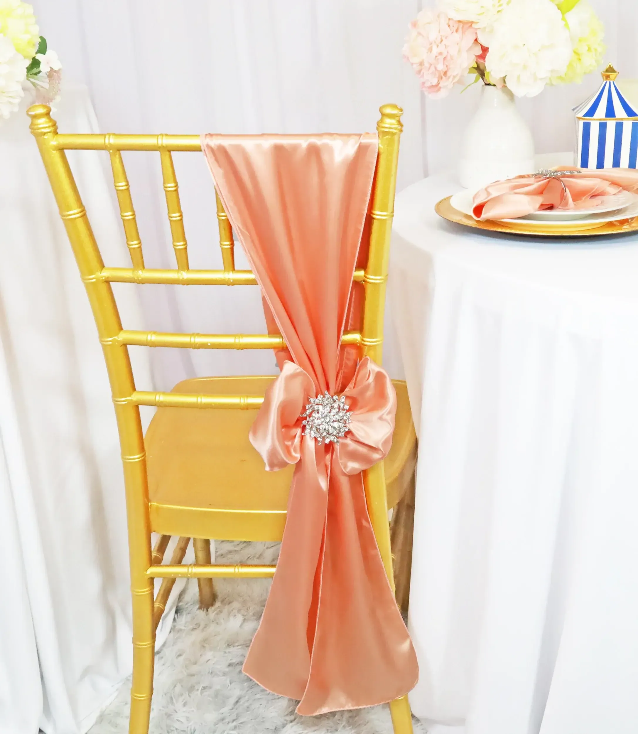 Peach Satin Sashes