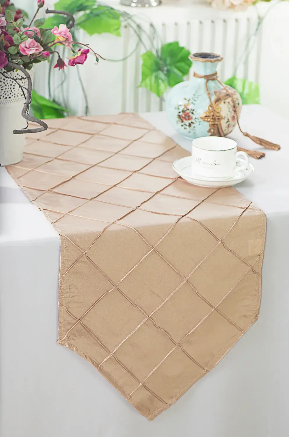 Champagne Pintuck Table Runners
