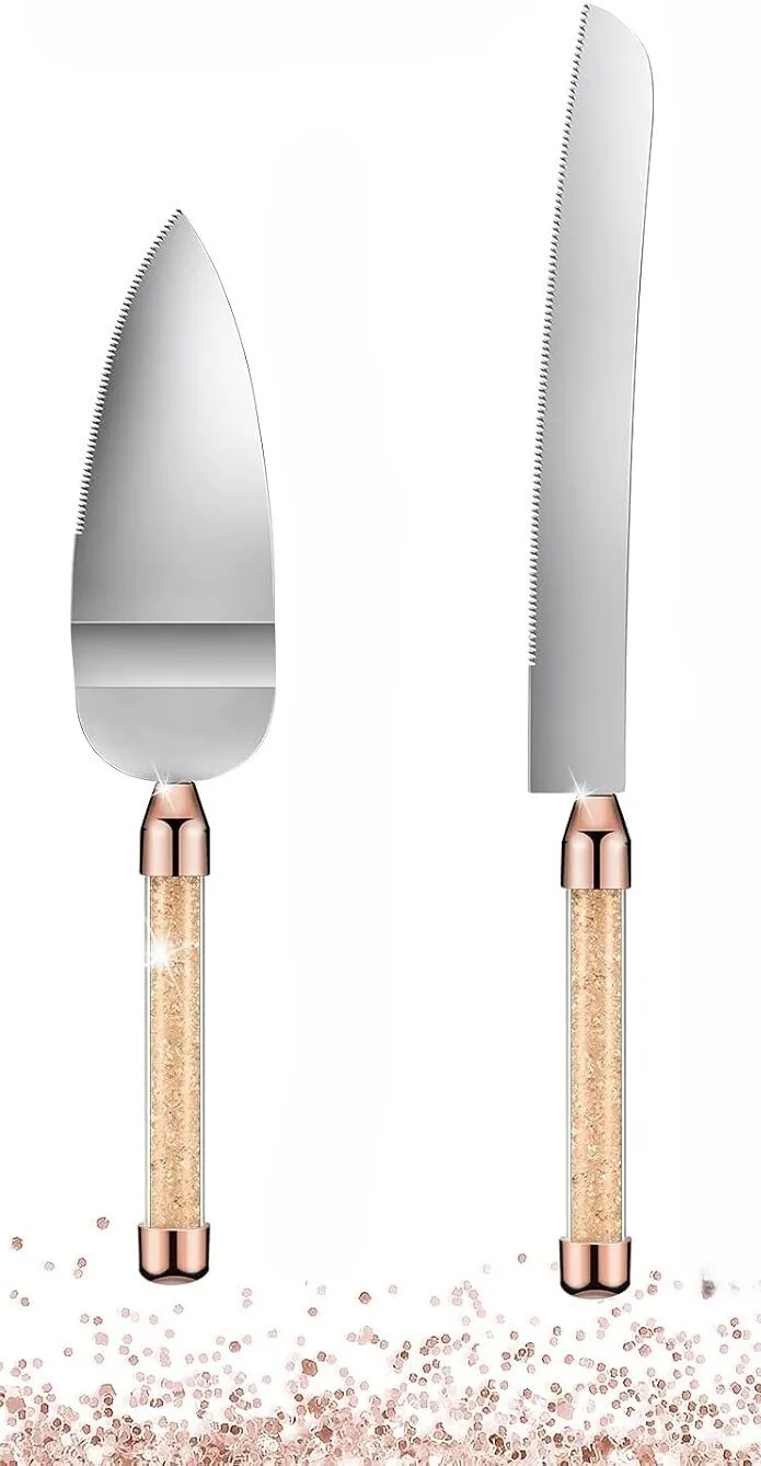 Rose Gold Diamond Cake Cutting Set