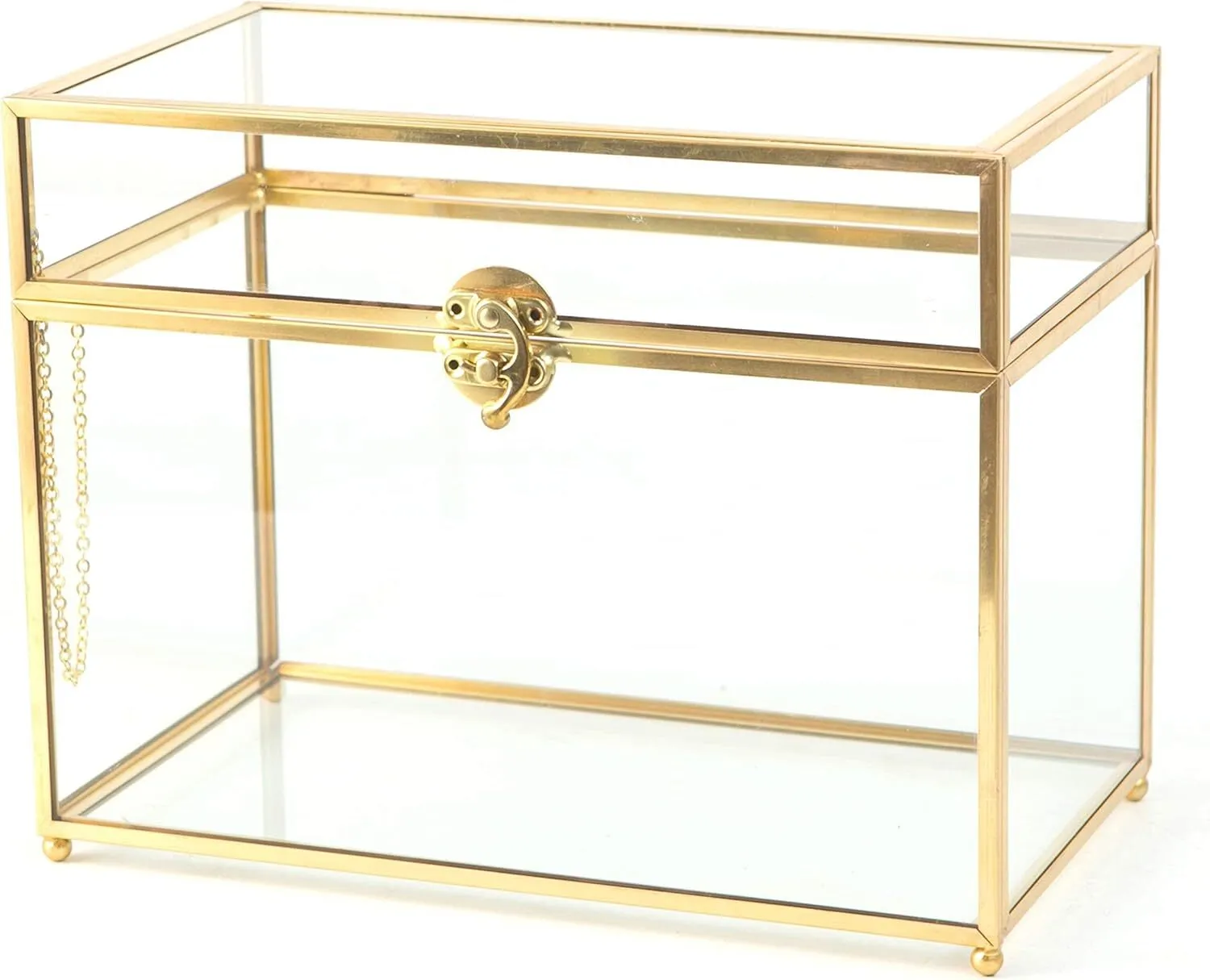 Glass Gold Rectangle Card Box