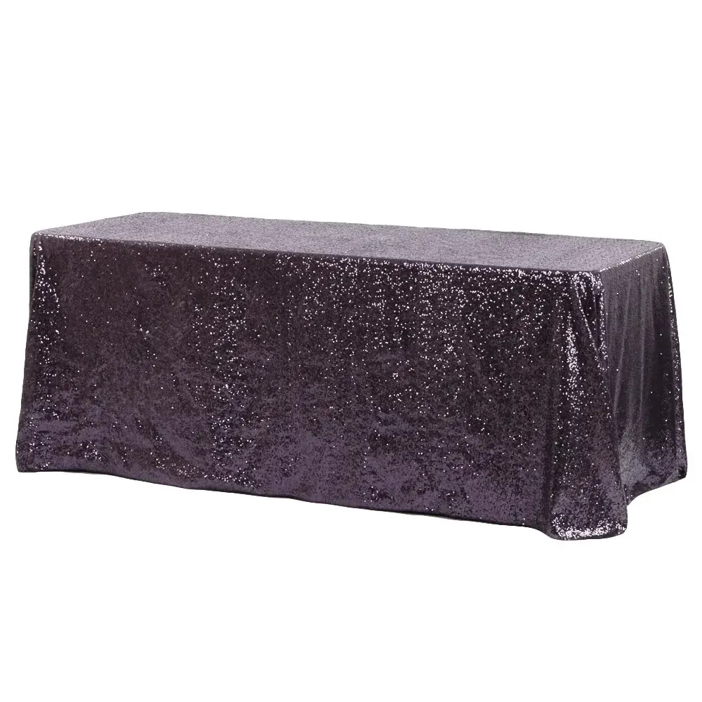 90"x156" Eggplant Sequin Tablecloth