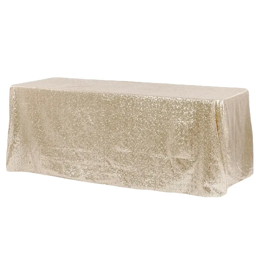 90"x156" Champagne Sequin Tablecloth