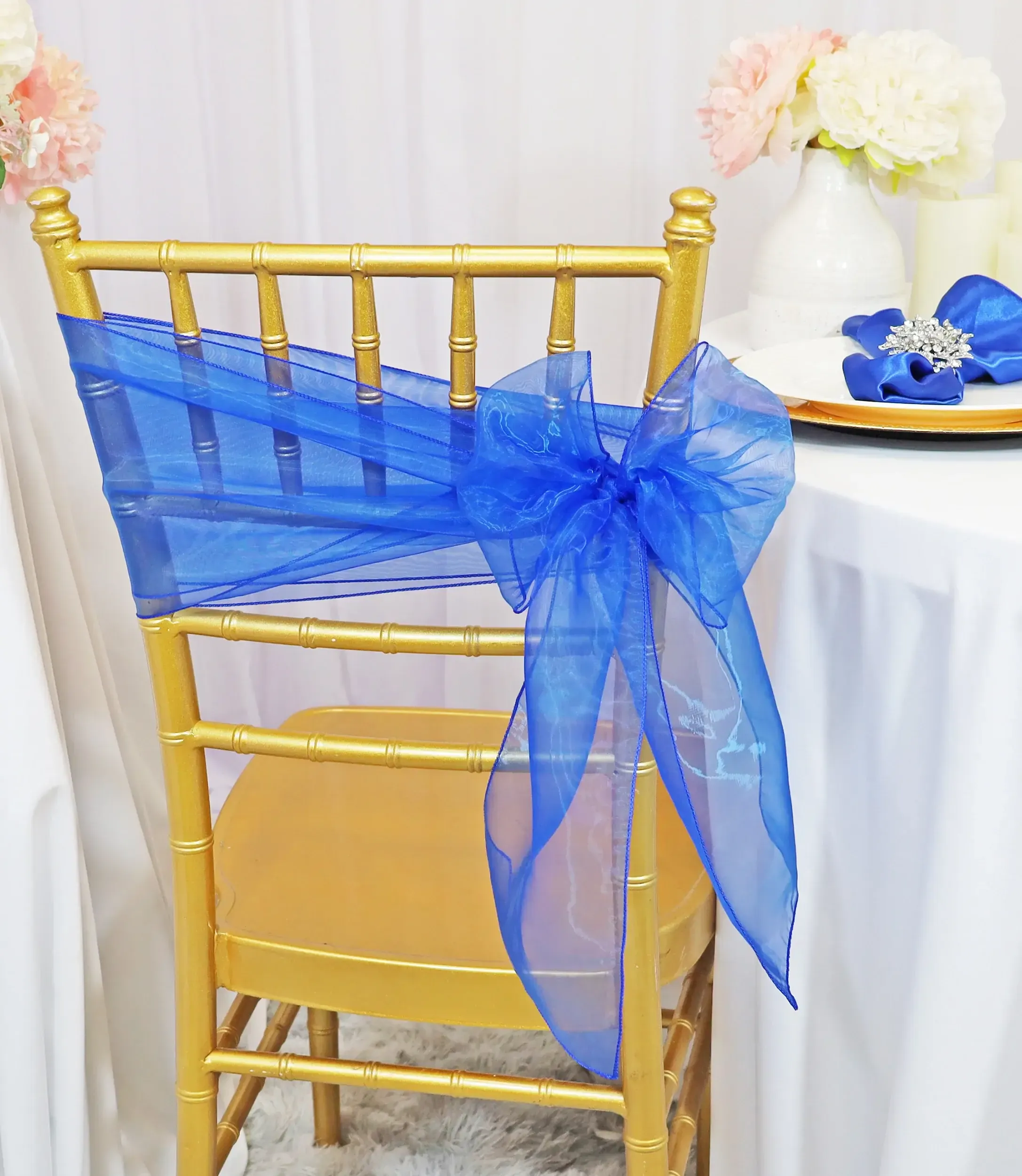 Bright Royal Blue Organza Sashes