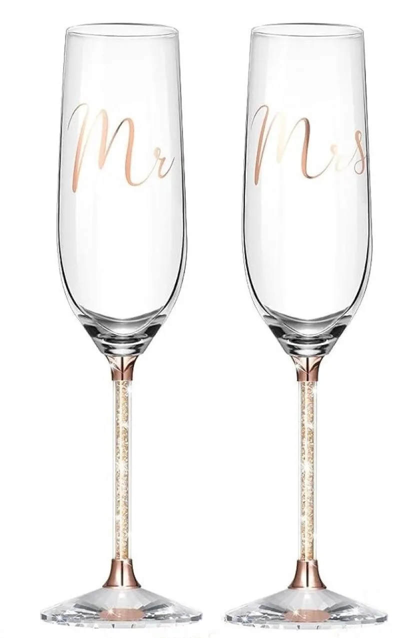 Rose Gold Diamonds Toasting Flutes