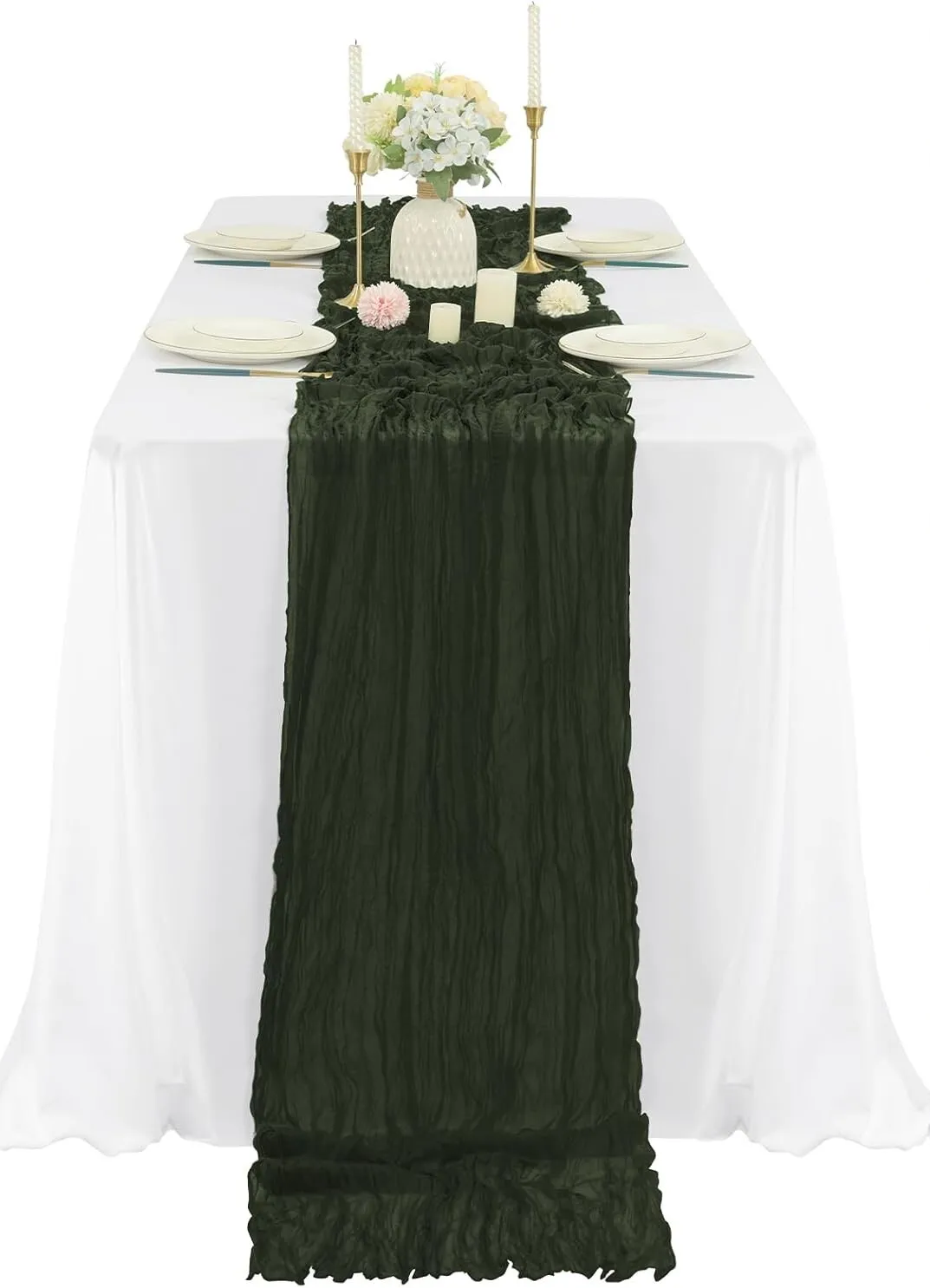 Forest/Hunter Green Cheesecloth Table Runners