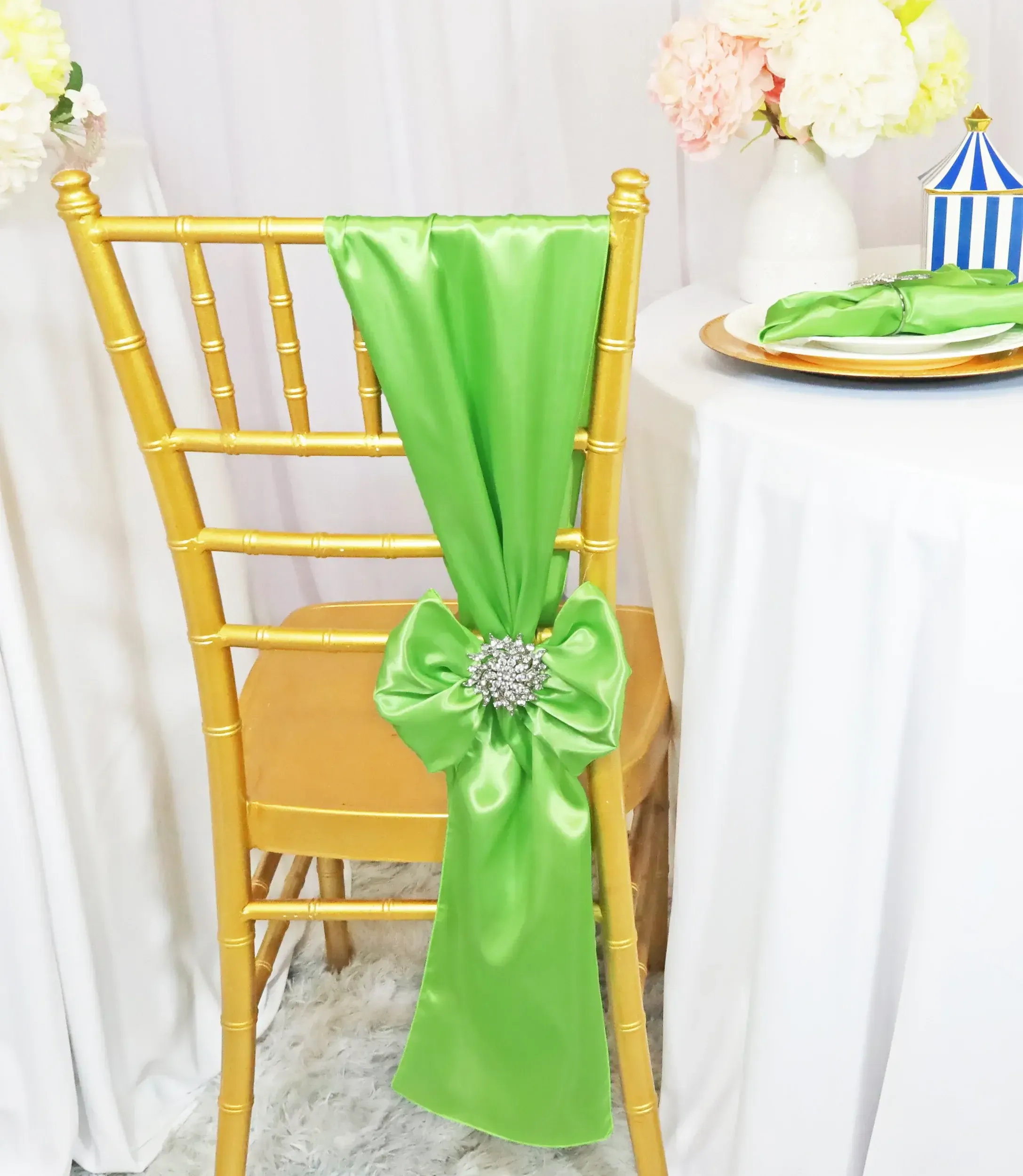 Apple Green Satin Sashes